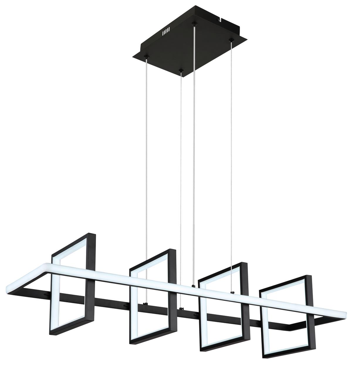 LED-HÄNGELEUCHTE 67194-60 - Opal/Schwarz, Design, Kunststoff/Metall (90/28cm) - Globo