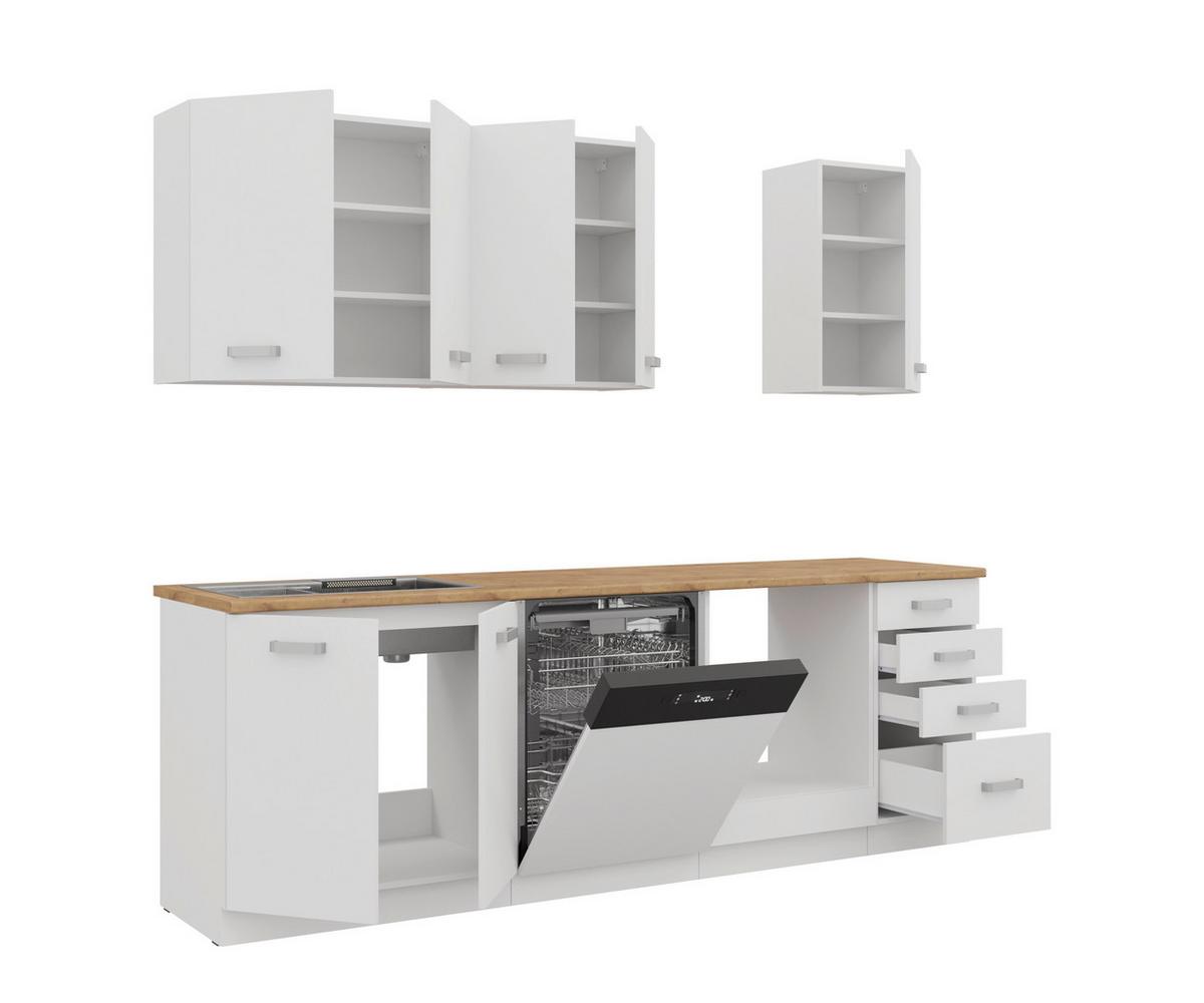 Blok Kuhinja Eko - boja hroma/boja hrasta, Moderno, pločasti materijal/plastika (240/218/60cm) - Modern Living