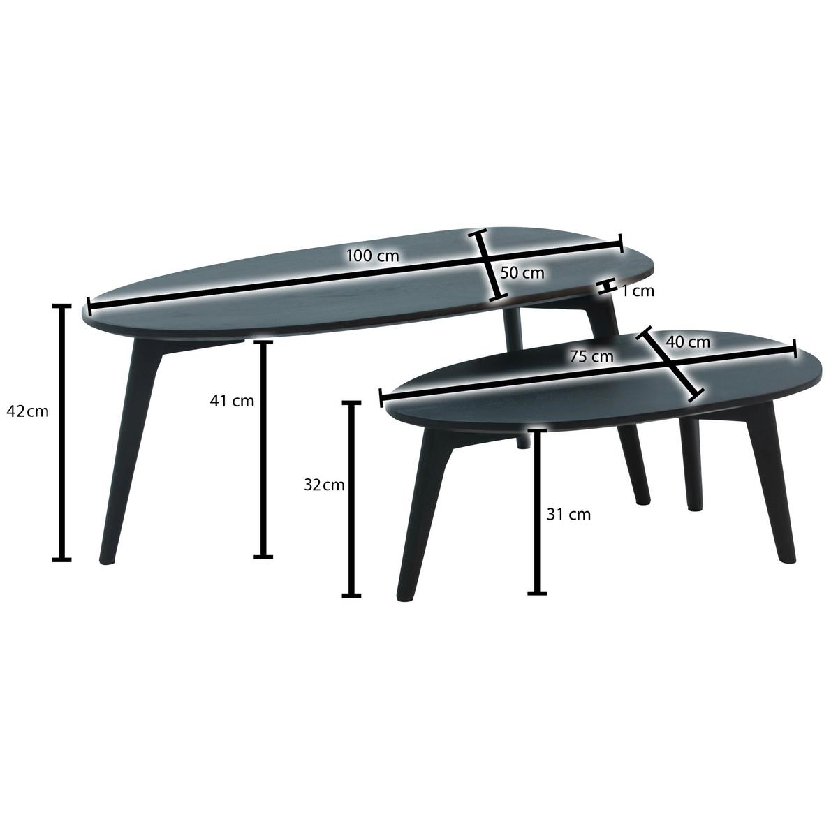 Klubska Miza Wl6.725 - črna, Design, les (100/50/42cm) - P & B