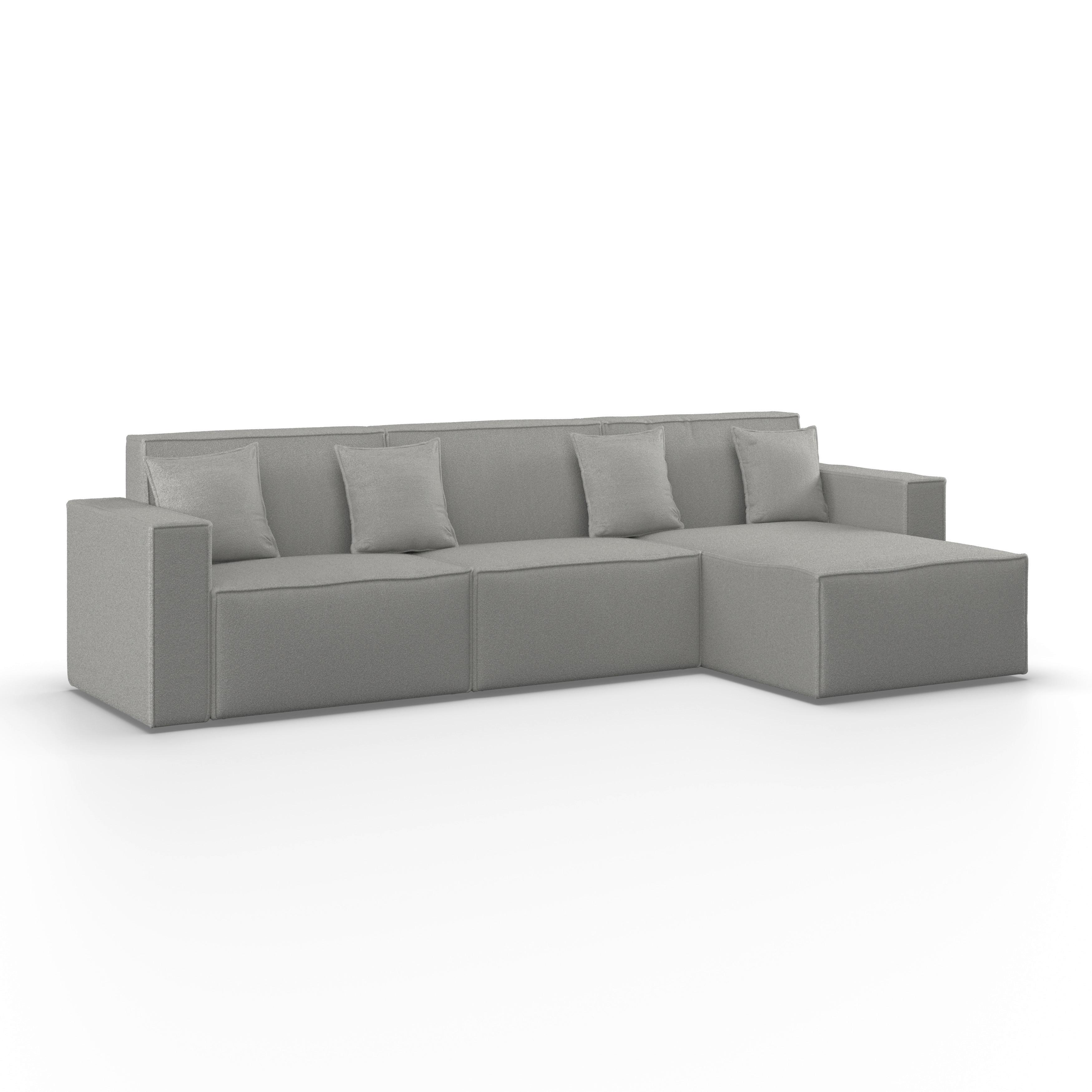Sarokkanapé Szürke Színben Milo - világosszürke/világosbarna, Modern, műanyag/faalapú anyag (310/83/148cm) - Bessagi Home