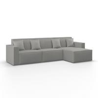 Sarokkanapé Szürke Színben Milo - világosszürke/világosbarna, Modern, műanyag/faalapú anyag (310/83/148cm) - Bessagi Home