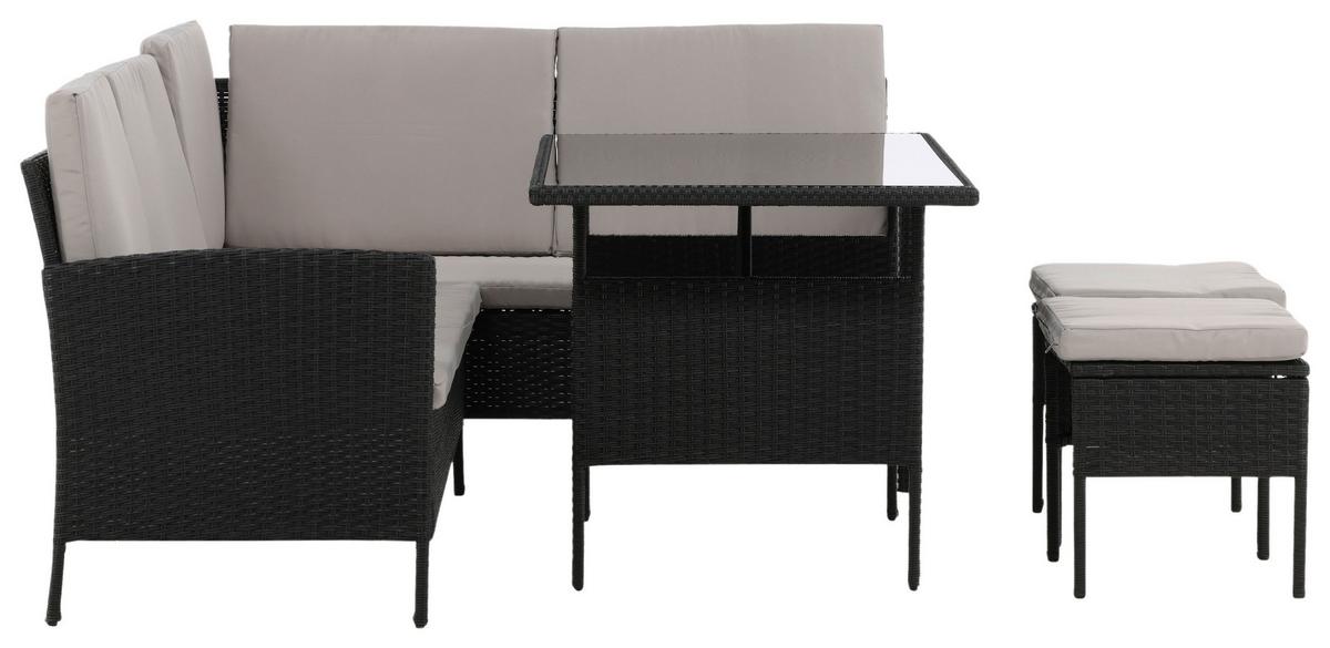 Dining-Loungeset Knock Grau/Schwarz - Schwarz/Grau, KONVENTIONELL, Kunststoff - Gardenson