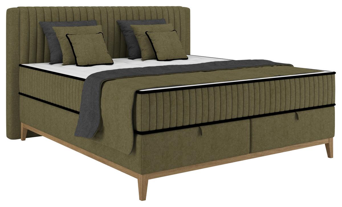 Bett Elena Olivgrün ca. 200x200cm - Olivgrün, KONVENTIONELL, Holz/Holzwerkstoff (200/200cm) - Sembella