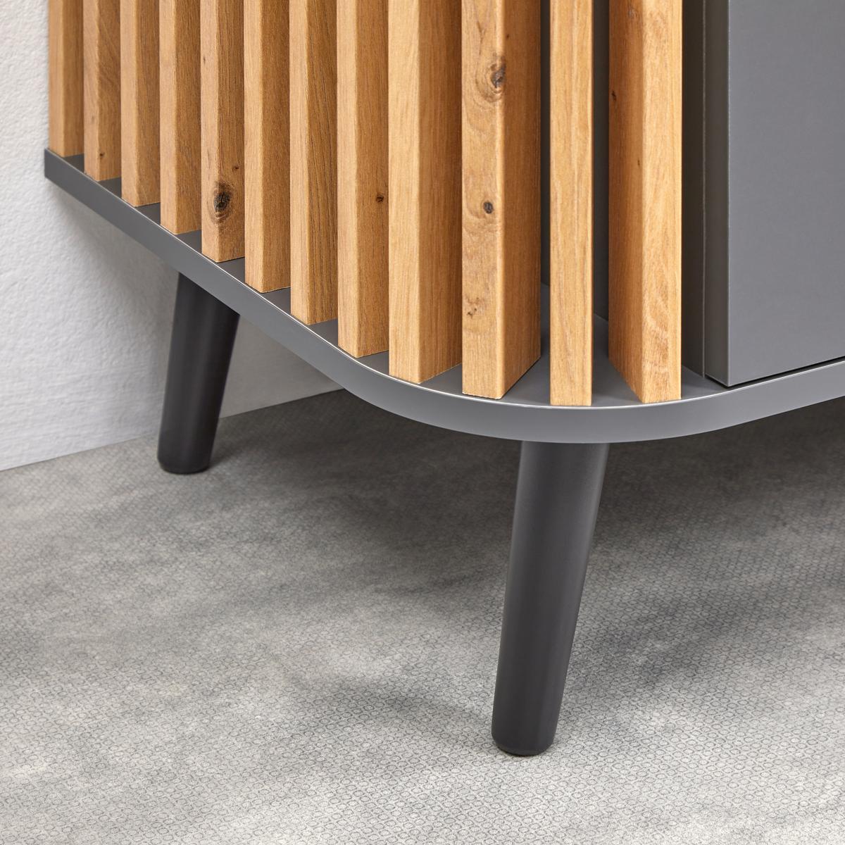 Lowboard in Grau/Naturfarben - Grau, Design, Holzwerkstoff (138/50/40cm) - Premium Living