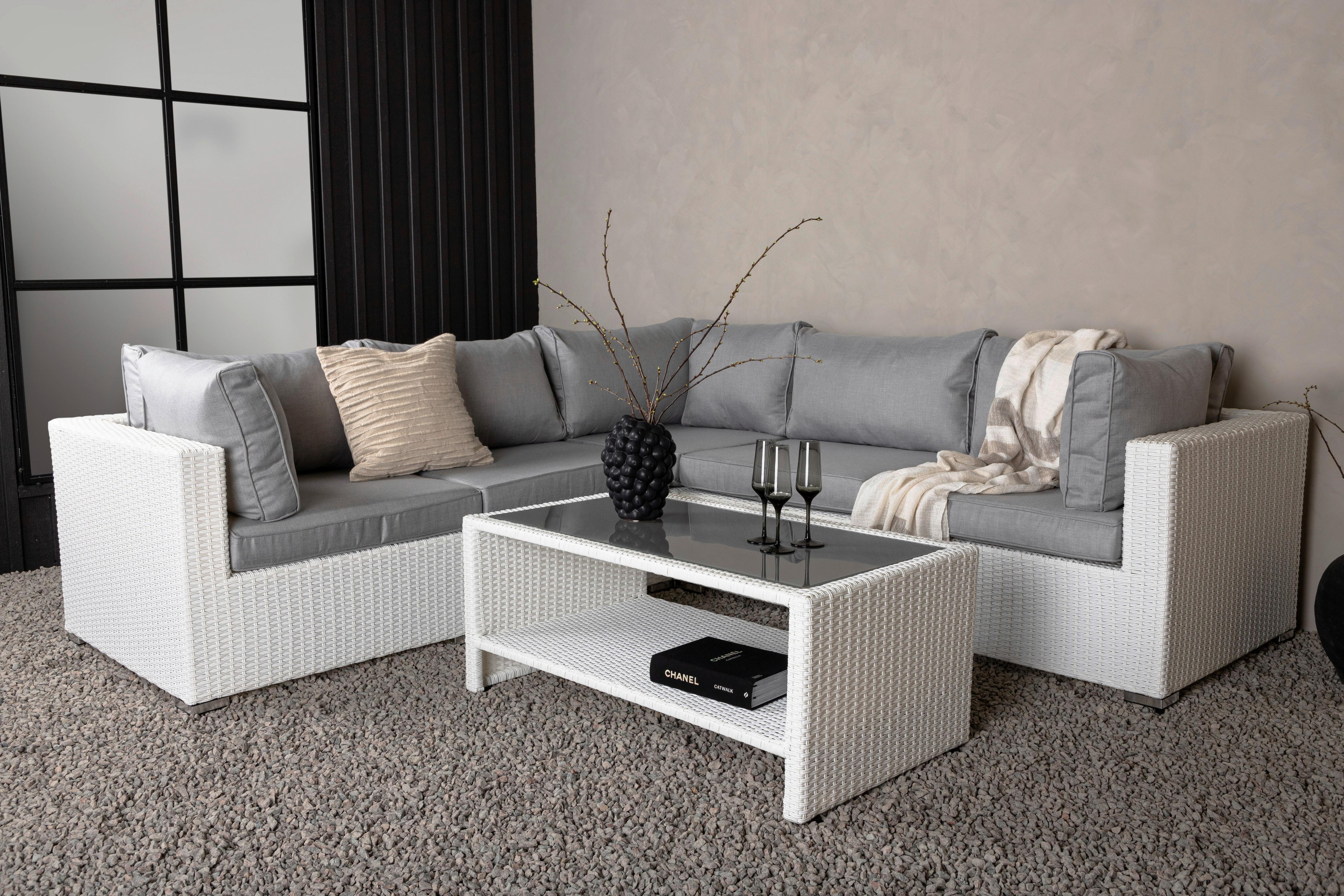 Loungegarnitur Amazon ca. 87x249 cm Hellgrau - Hellgrau, KONVENTIONELL, Kunststoff (87/249cm) - Gardenson