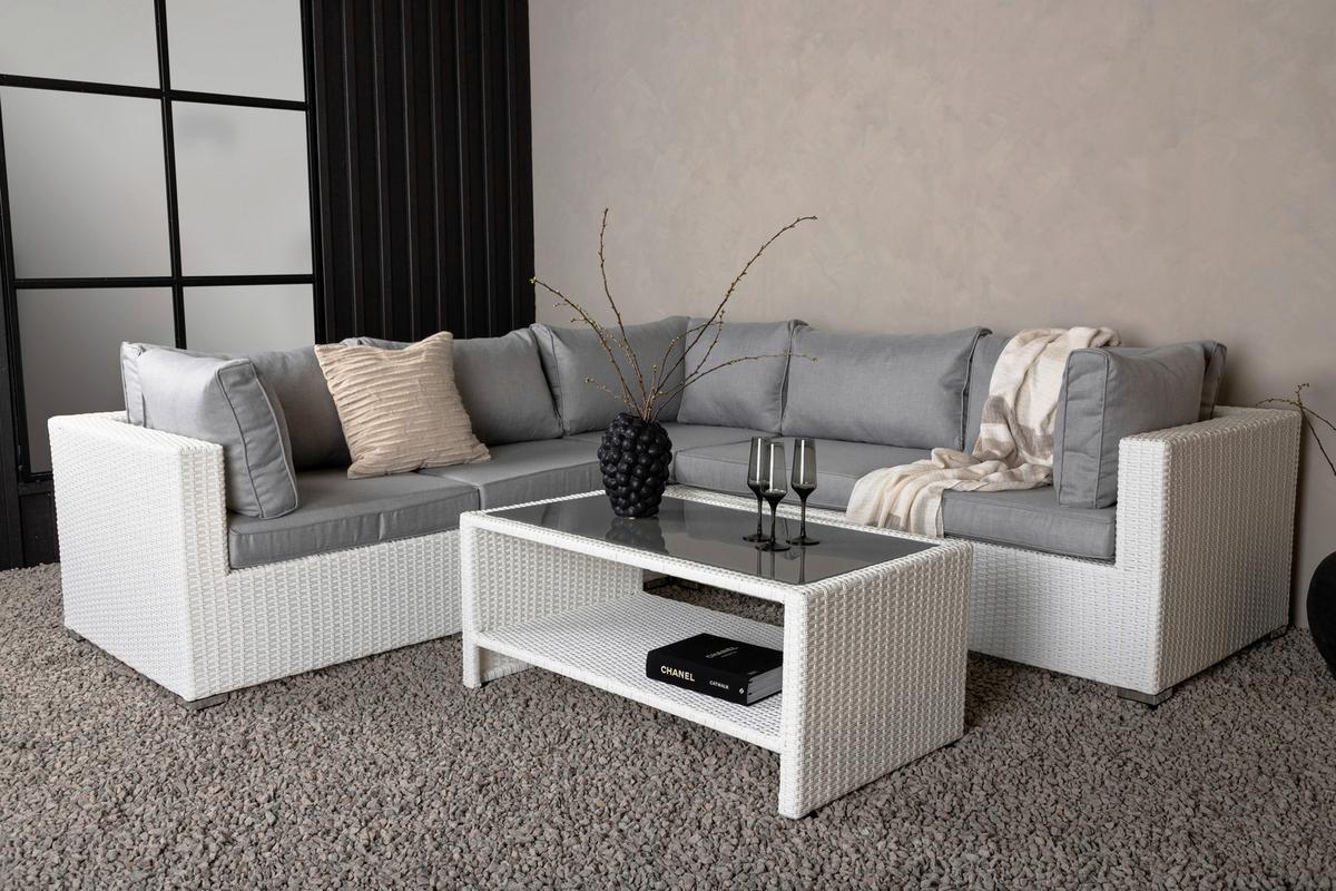 Loungegarnitur Amazon ca. 87x249 cm Hellgrau - Hellgrau, KONVENTIONELL, Kunststoff (87/249cm) - Gardenson
