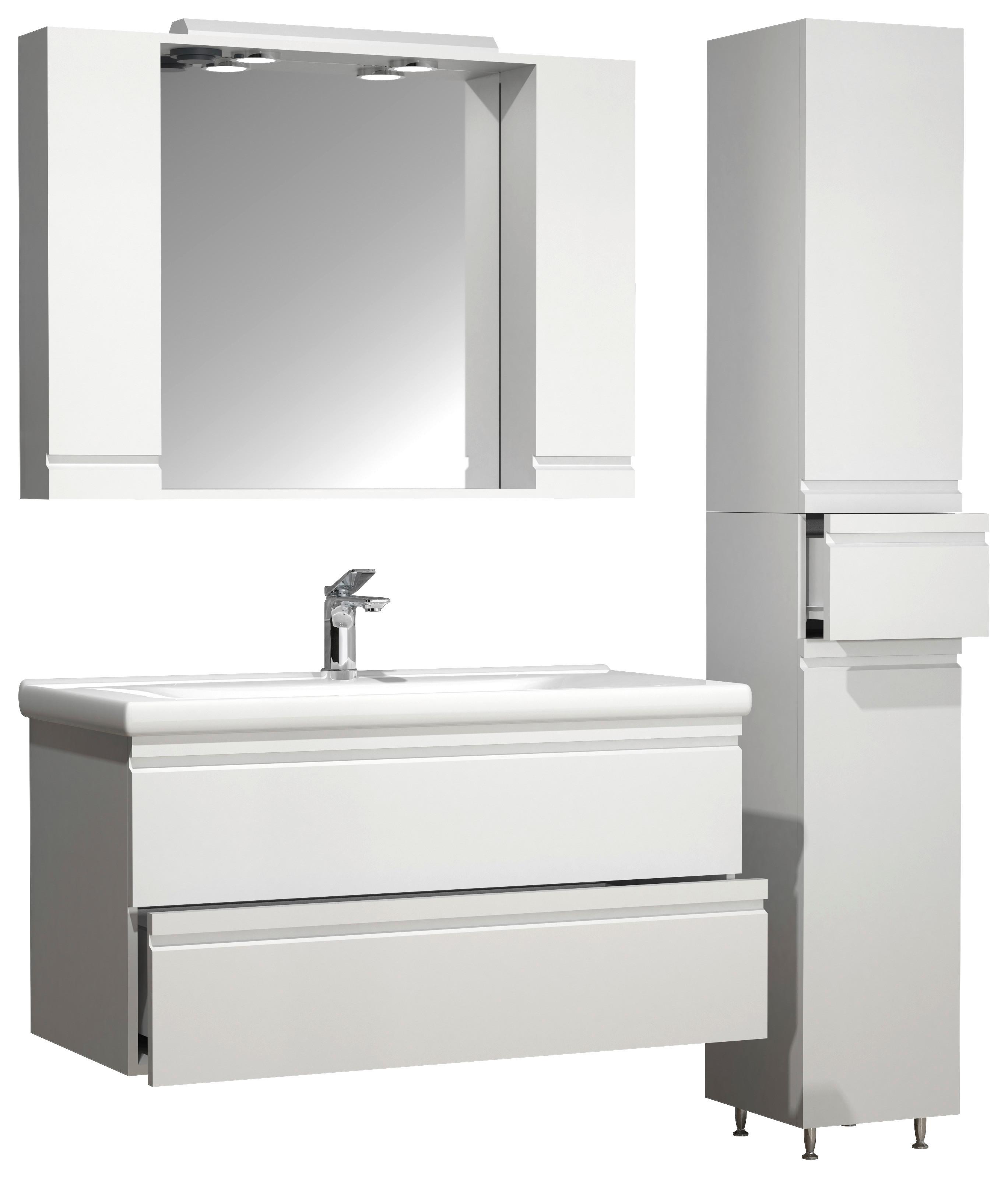 BADEZIMMER SILORA XL - Weiss, Modern, Glas/Keramik (130cm) - MID.YOU
