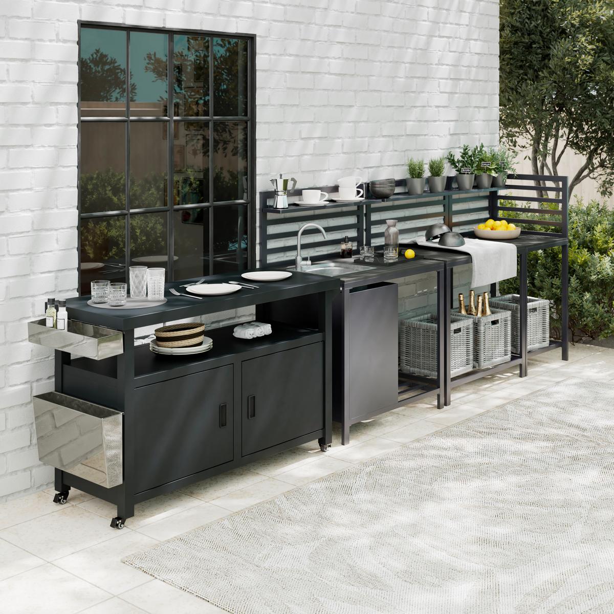 Outdoorküche Robert Anthrazit - Anthrazit/Schwarz, MODERN, Kunststoff/Metall (137/88/55cm) - Mömax