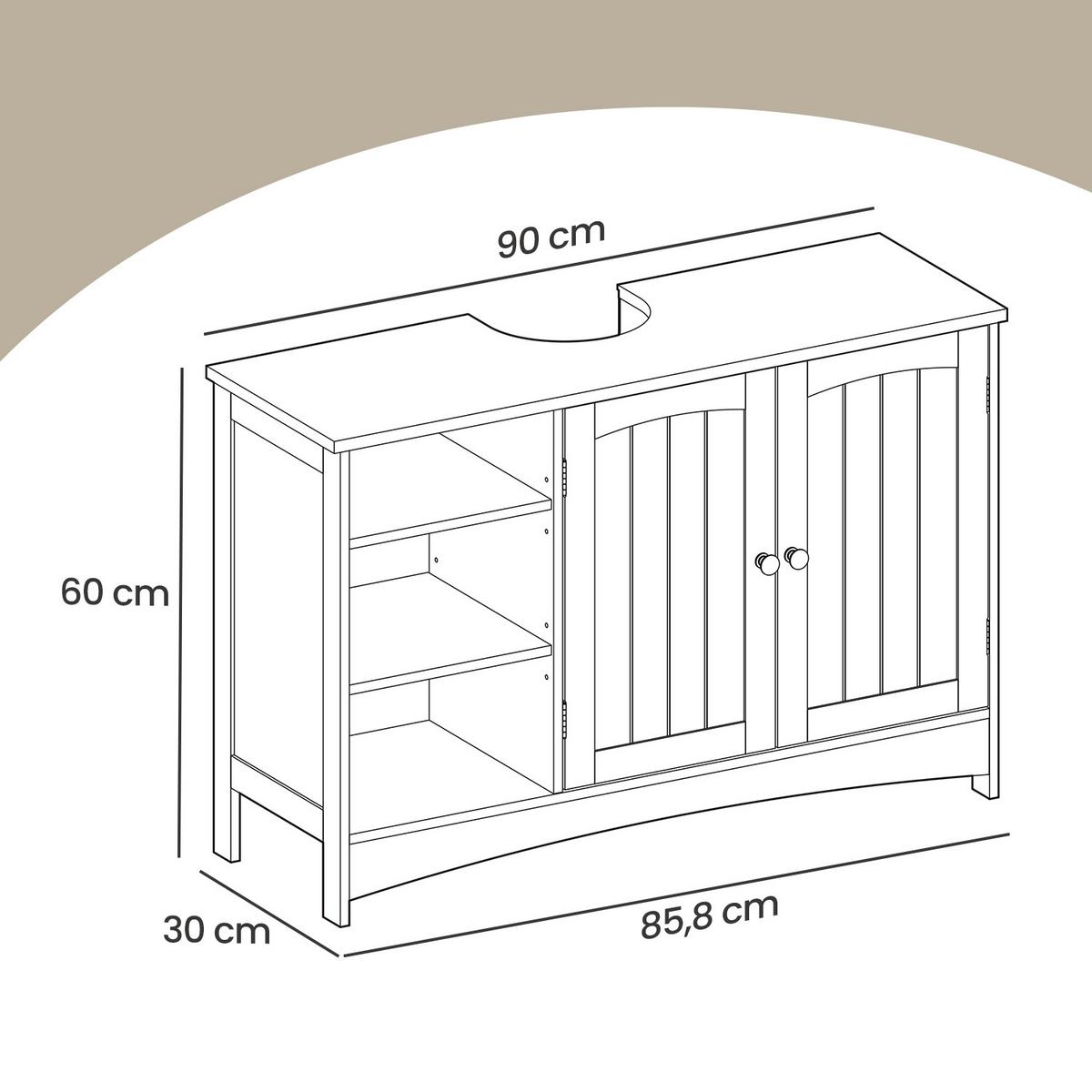 WASCHBECKENUNTERSCHRANK WASHBASIN CABINET - Chromfarben/Weiß, MODERN, Holzwerkstoff/Metall (90/60/30cm) - MID.YOU