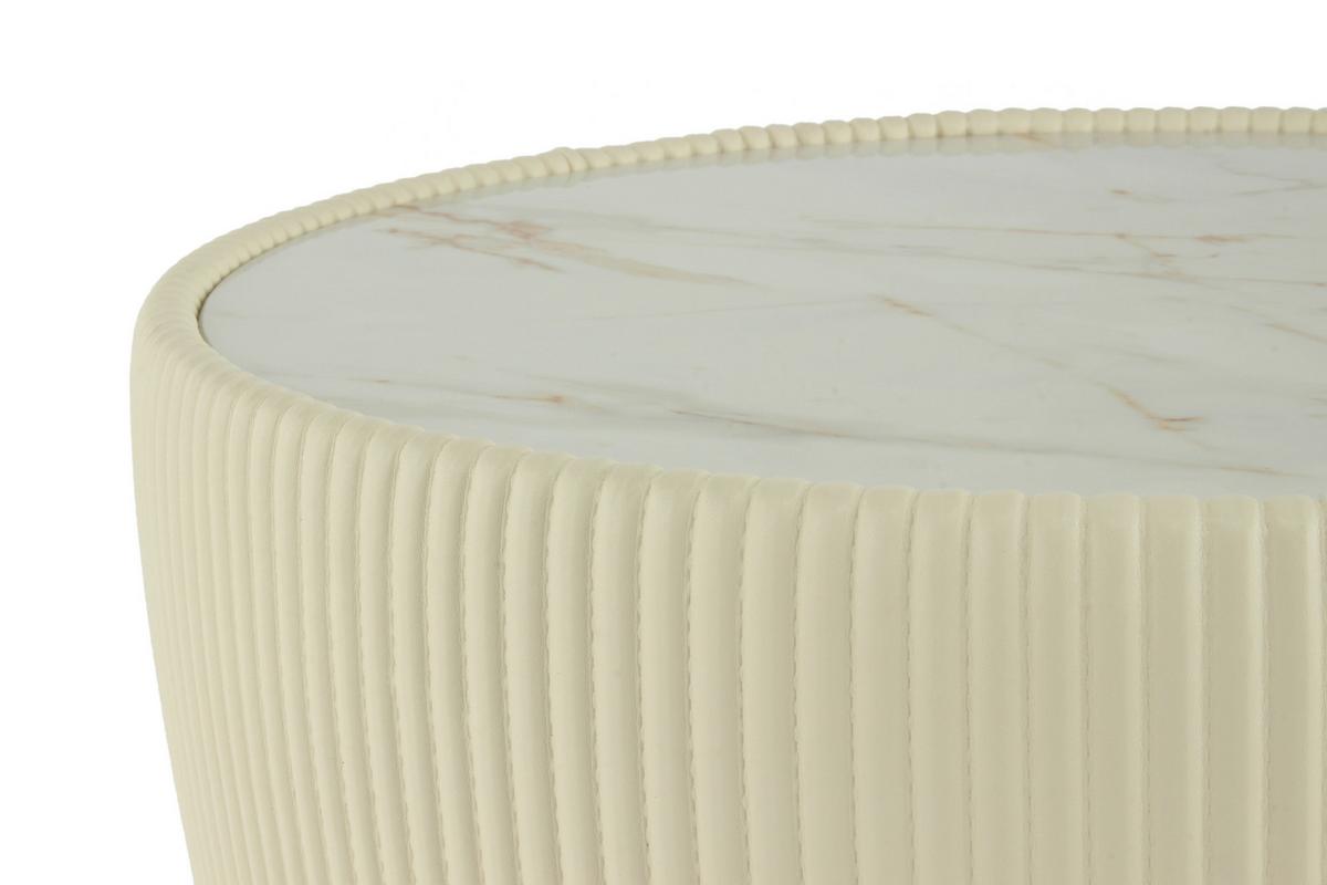 BEISTELLTISCH JOKAI 125 CREME - Goldfarben/Creme, Design, Textil/Stein (47/45cm) - Kayoom