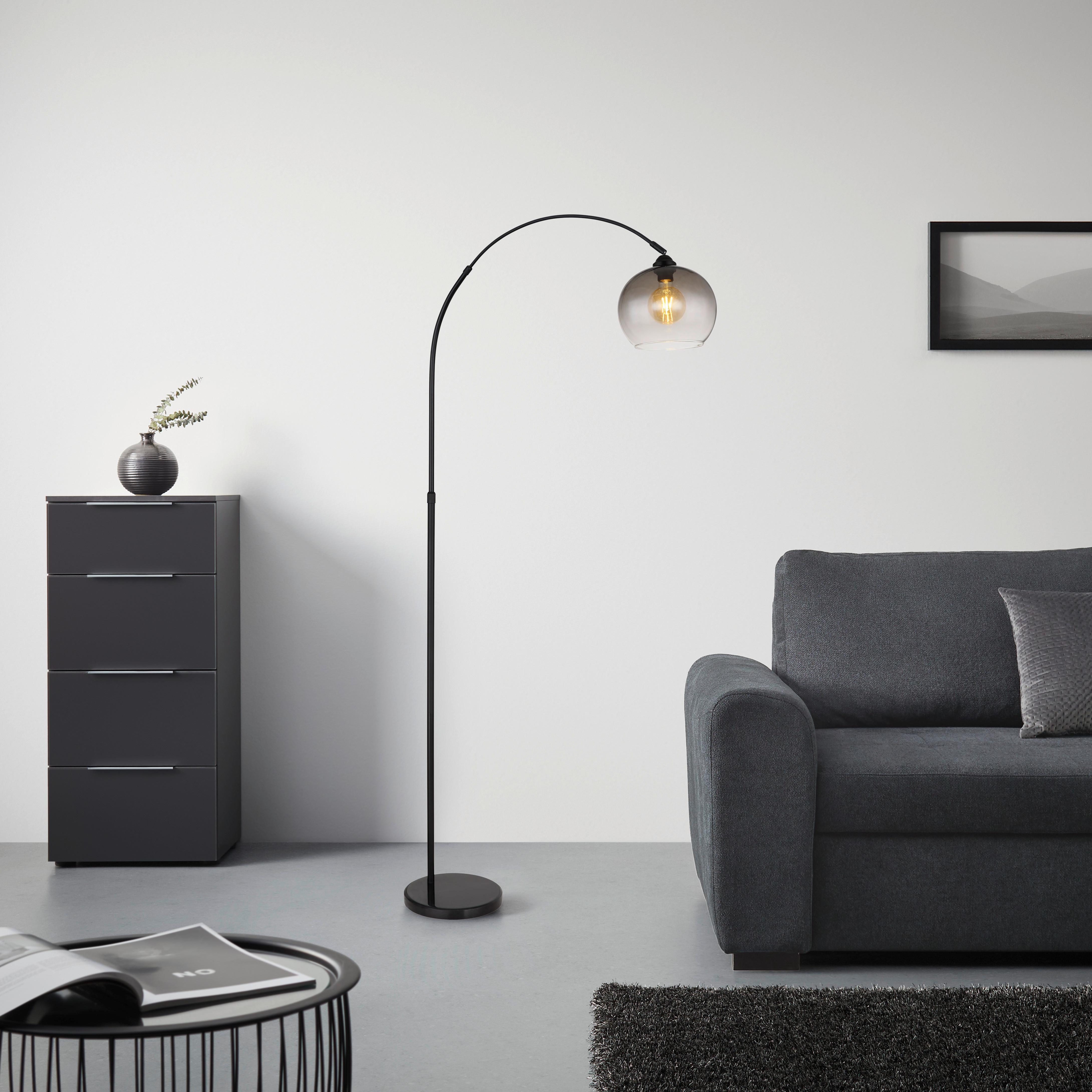 Stehleuchte Ämi in Schwarz max. 60 Watt - Schwarz, MODERN, Glas/Metall (96/30/145-196cm) - Mömax