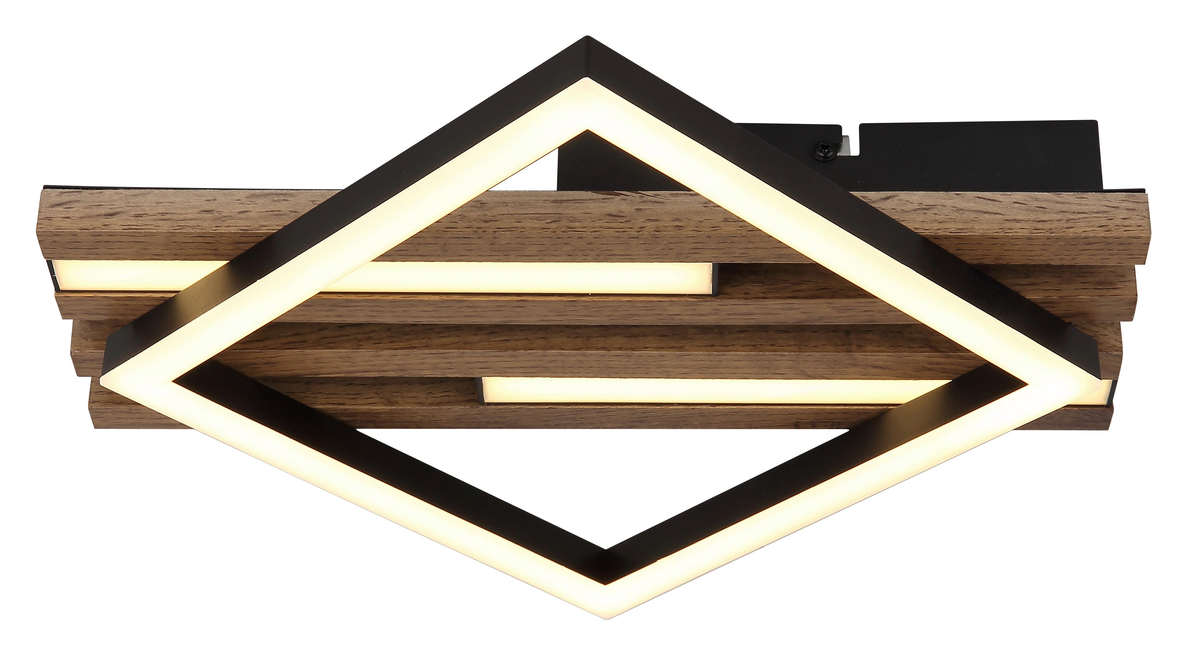 LED-DECKENLEUCHTE 67344D OBRIEN - Weiss/Dunkelbraun, Natur, Holzwerkstoff/Kunststoff (33/31/7,5cm) - Globo