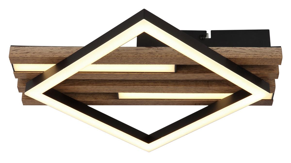 Led Stropna Svjetiljka Obrien - bijela/tamno smeđa, Natur, drvni materijal/metal (33/31/7,5cm) - Globo