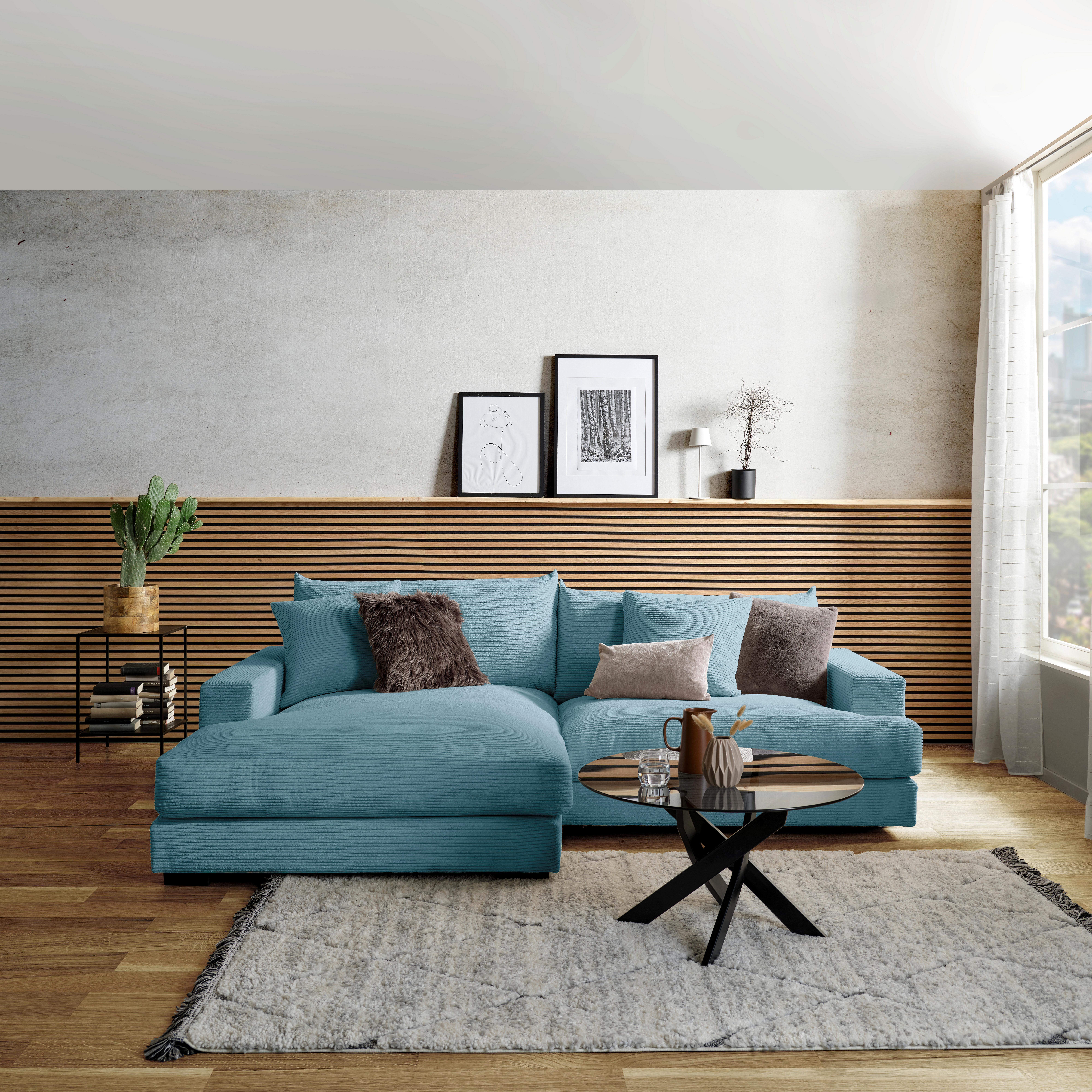 Kutna Garnitura Pelle - tirkizna/crna, Moderno, tekstil (180/265cm) - Modern Living