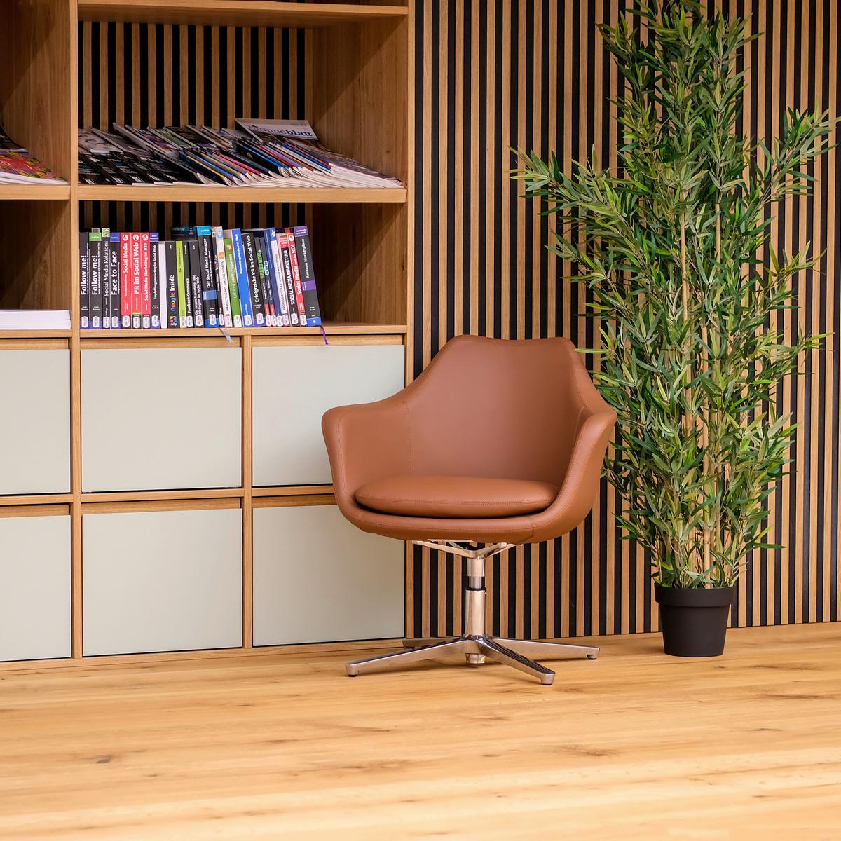 Vrtljivi Stol Artemia, Rjava - srebrne barve/rjava, Basics, kovina/tekstil (67/85/63cm) - MID.YOU