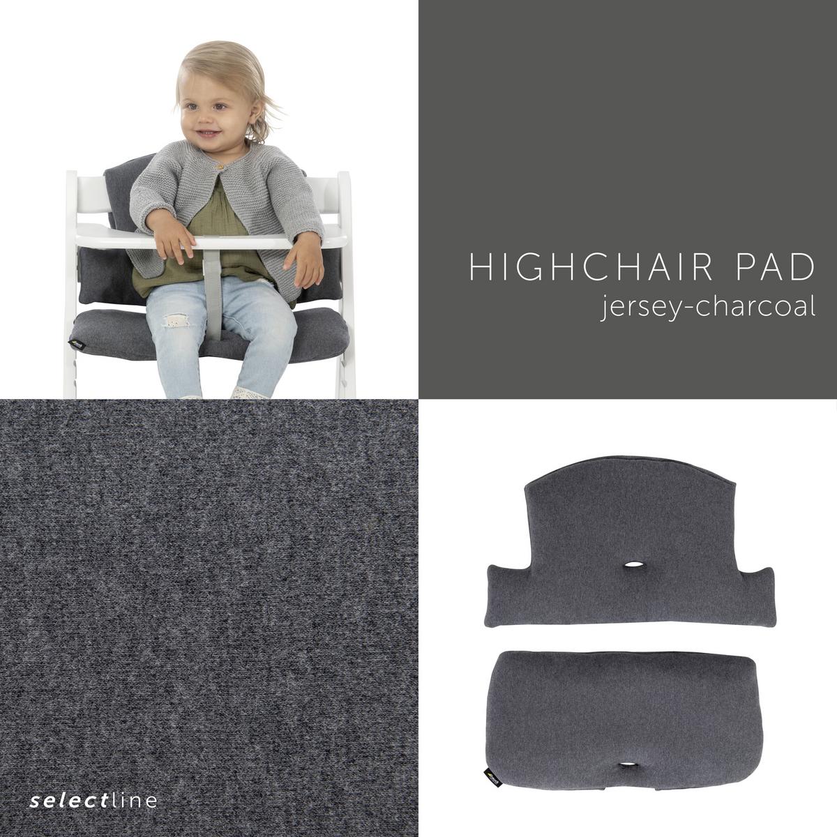 WKŁADKA DO WYSOKIEGO KRZESŁA 667033 - szary, Basics, tkanina (44/24cm) - Hauck