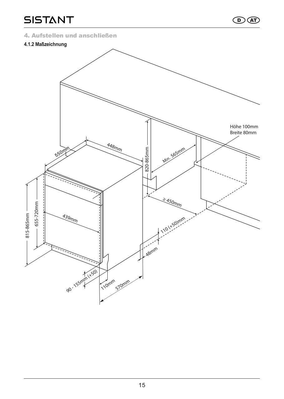 Geschirrspüler SISTANT GS4503 - Weiß, Natur, Metall (44,8/82-87/55cm) - Sistant