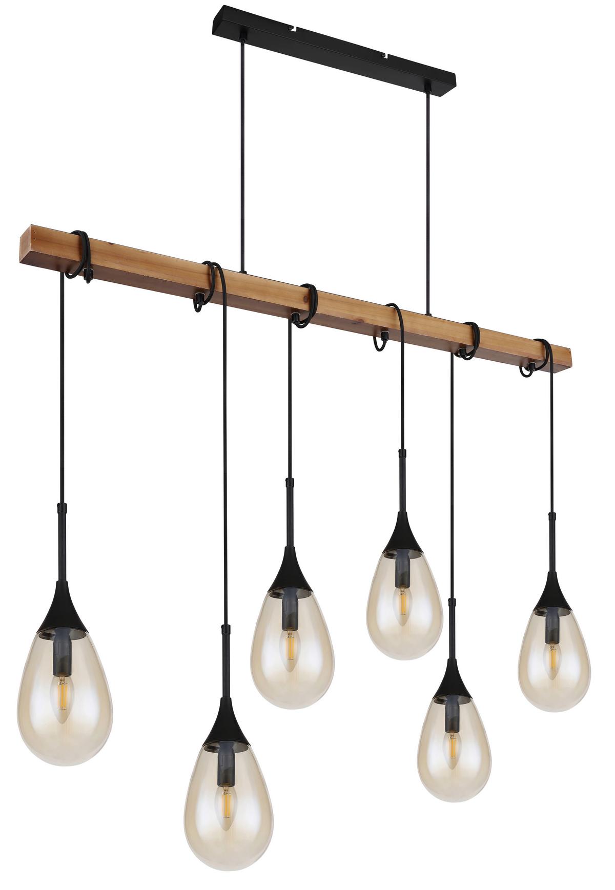 LAMPA WISZĄCA 15567-6 - czarny/brązowy, Natur, tworzywo sztuczne/metal (115/12/120cm) - Globo