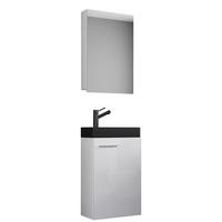 Kopalnica Za Goste Slito, Bela, 3-Delno - srebrne barve/črna, Moderno, umetna masa/leseni material (41cm) - MID.YOU