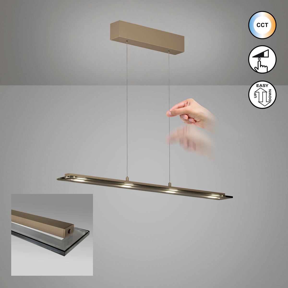 LAMPA WISZĄCA LED 61185 TORVI - greige, Design, metal/szkło (9/88cm) - Fischer & Honsel
