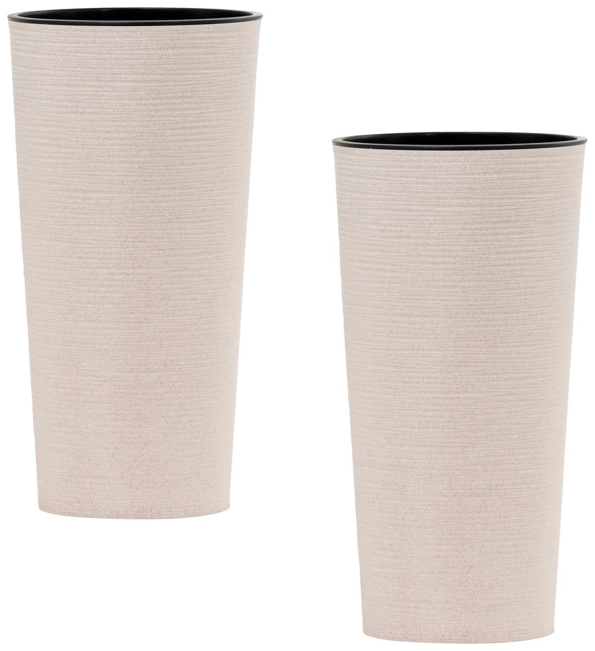 Übertopf-Set Creme, 2-teilig - Creme, Basics, Kunststoff (30/57cm) - Siena Garden