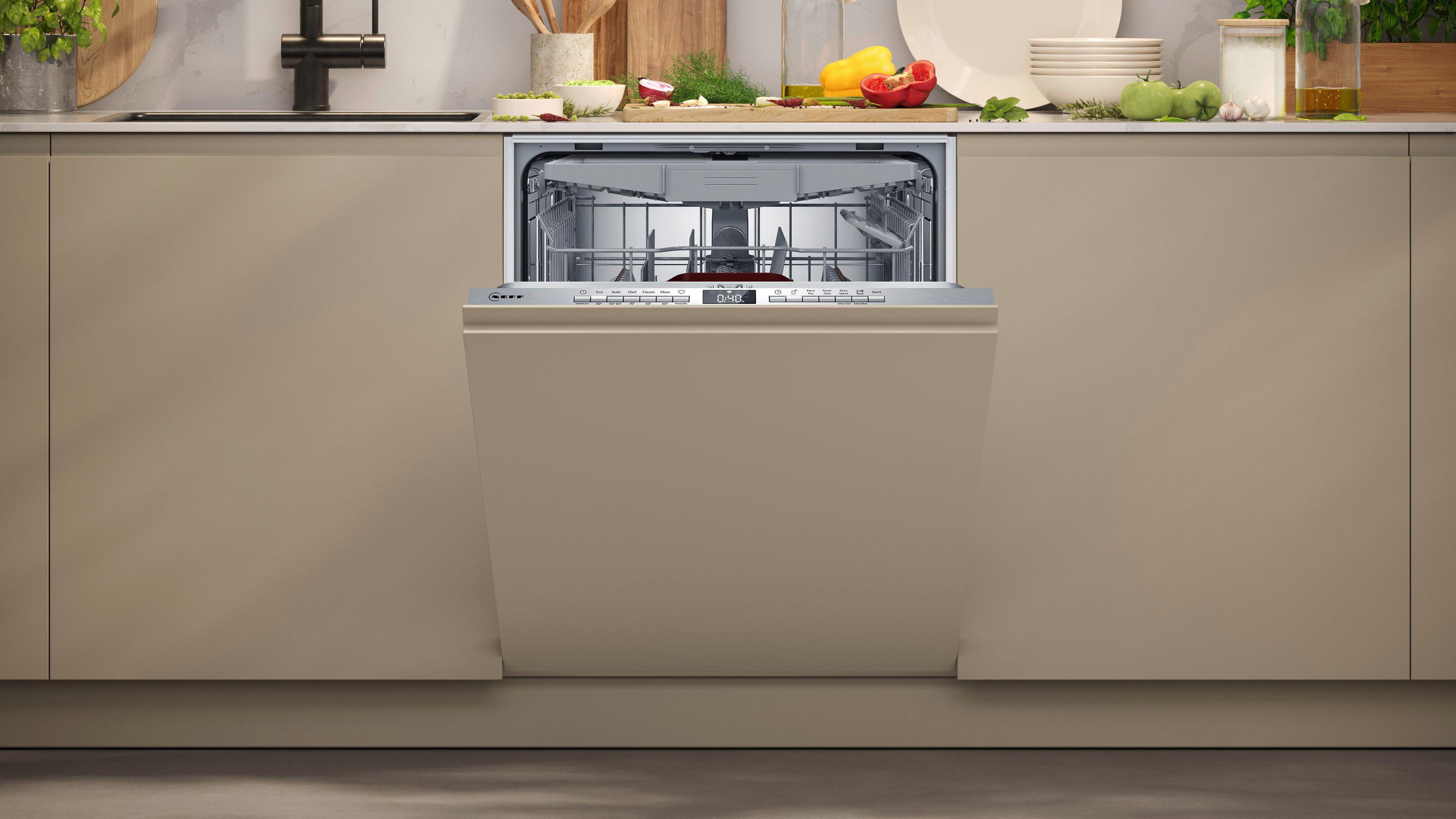 Geschirrspüler S255EVX04E vollintegrierbar - Creme, Natur, Metall (59,8/86,5/55cm) - Neff
