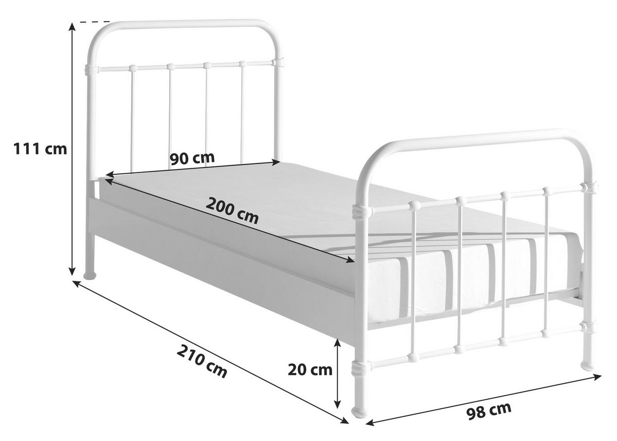 Kinder-/Juniorbett New York ca. 90x200 cm Türkis - Türkis, ROMANTIK / LANDHAUS, Metall (90/200cm) - MID.YOU