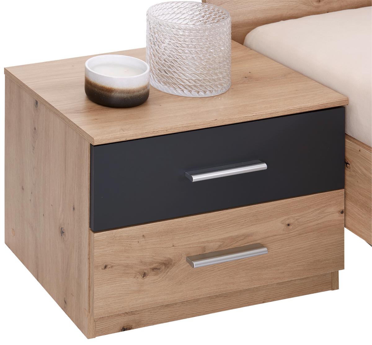 Dormitor Katrin - culoare lemn stejar/grafit, Konventionell, material pe bază de lemn - Best Price