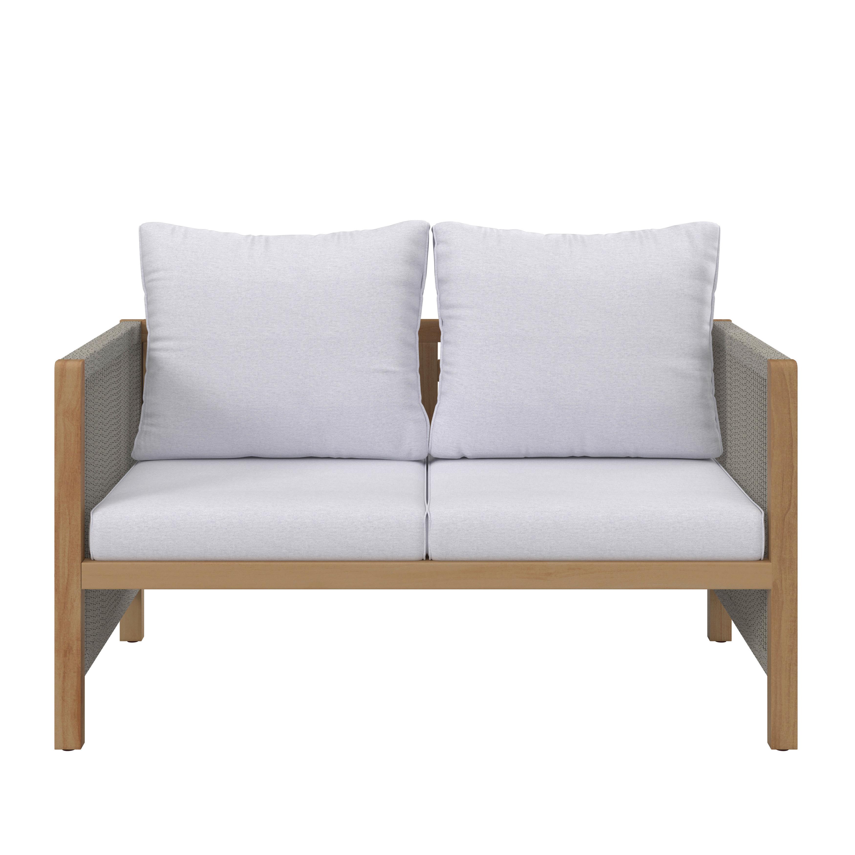 LOUNGEGRUPP EFFIE - ljusgrå, Modern, trä/textil (124/64,5/63,5cm) - Bessagi Garden