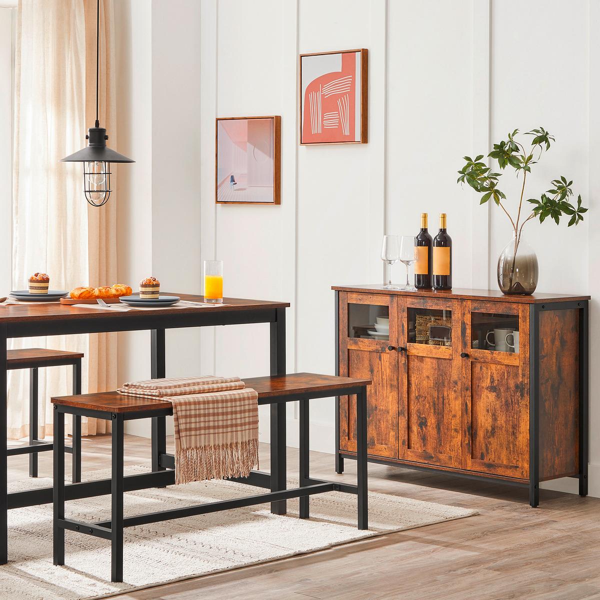 Sideboard in Dunkelbraun, Schwarz ca. 100x75x35 cm - Dunkelbraun/Schwarz, Trend, Holzwerkstoff (100/75/35cm) - MID.YOU