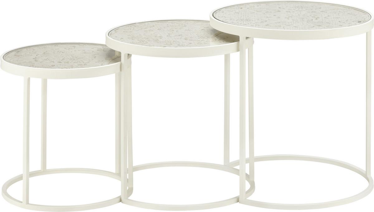 Set Miz Melody - bela, Romantika, kovina/steklo (47/42/37/50/45/40cm) - Premium Living