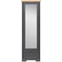 Előszobaszekrény Szürke 1 Ajtó Jasmin - grafitszürke/tölgyfa színű, Romantik / Landhaus, faalapú anyag/fém (65/204/41cm) - Zandiara