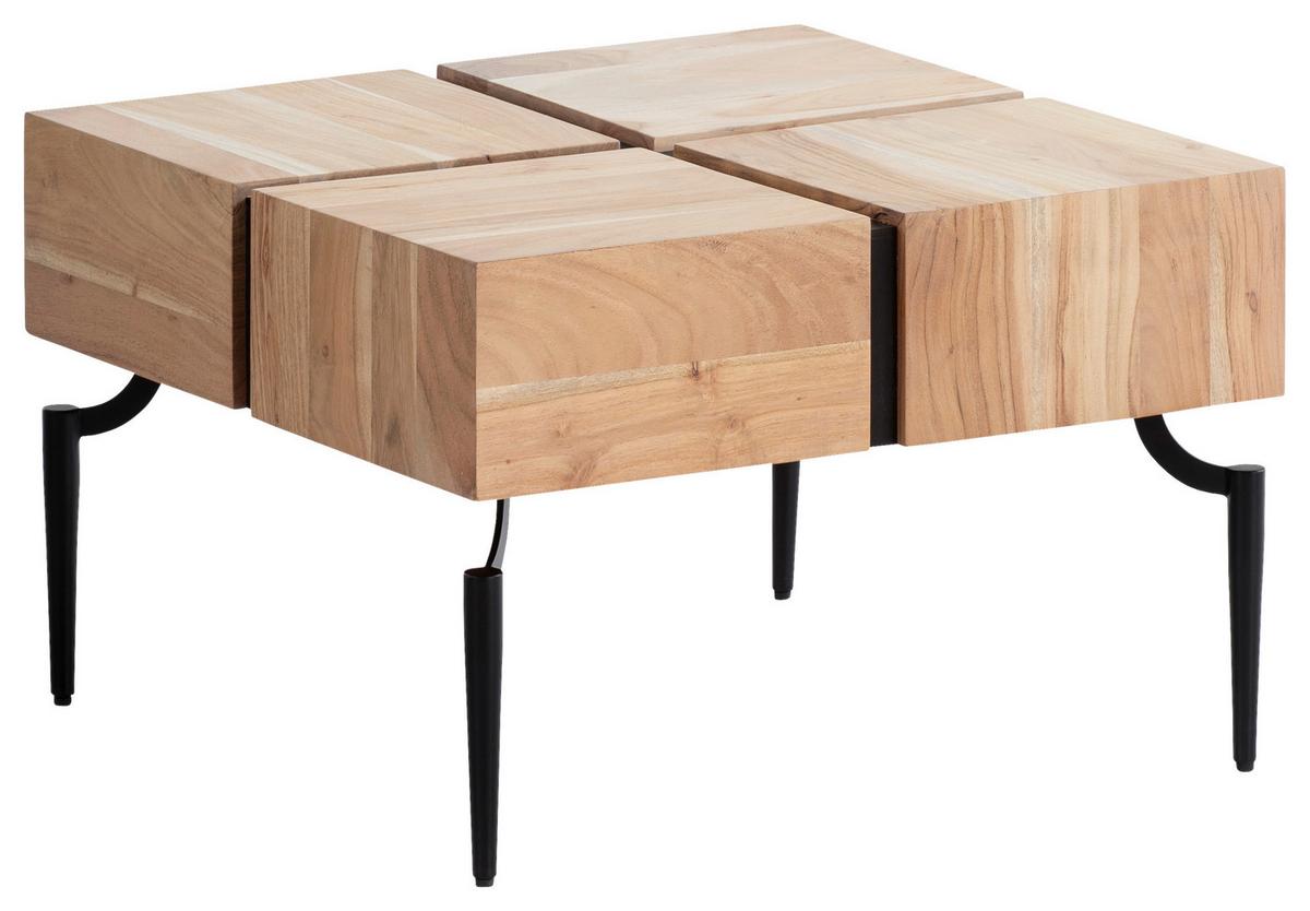 Klubska Miza Wl6.979 - črna/barve akacije, Design, kovina/les (60/60/40cm) - Livetastic