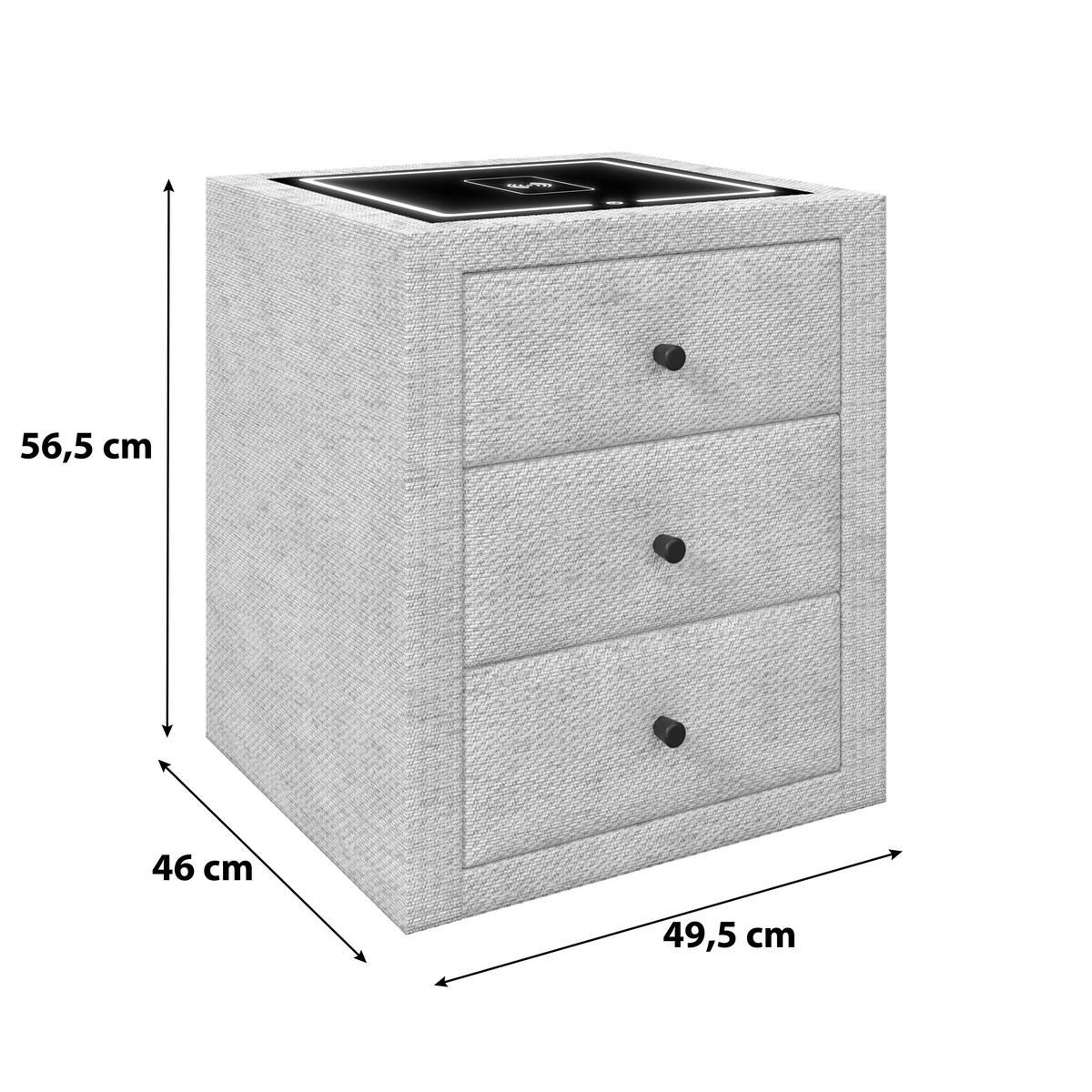 Noćni Ormarić Brisbane Ii - crna/krem, Trend, staklo/drvni materijal (49,5/56,5/46cm) - Premium Living