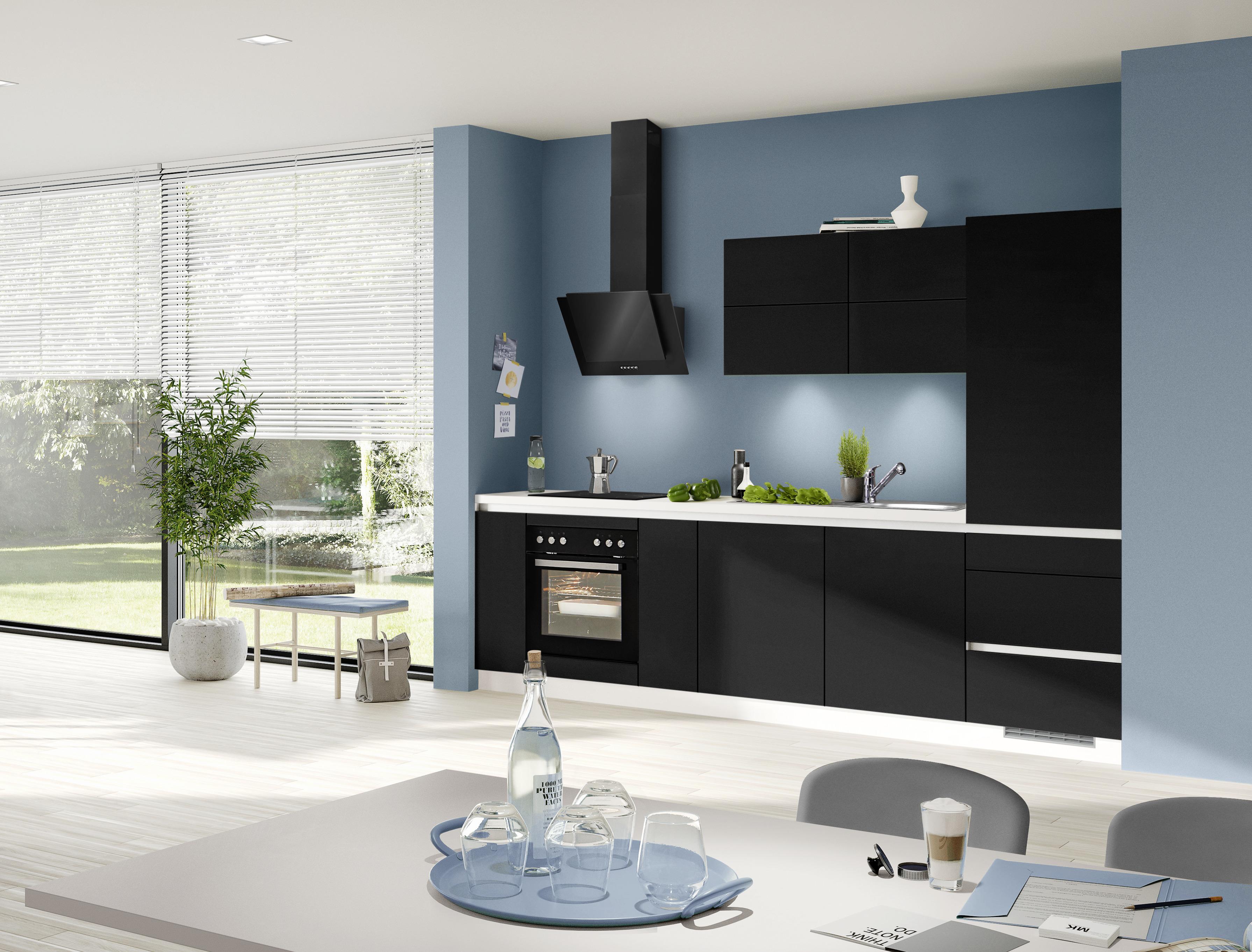 Bucătărie standard IP3500 - alb/negru, Modern, material pe bază de lemn (285cm) - Impuls
