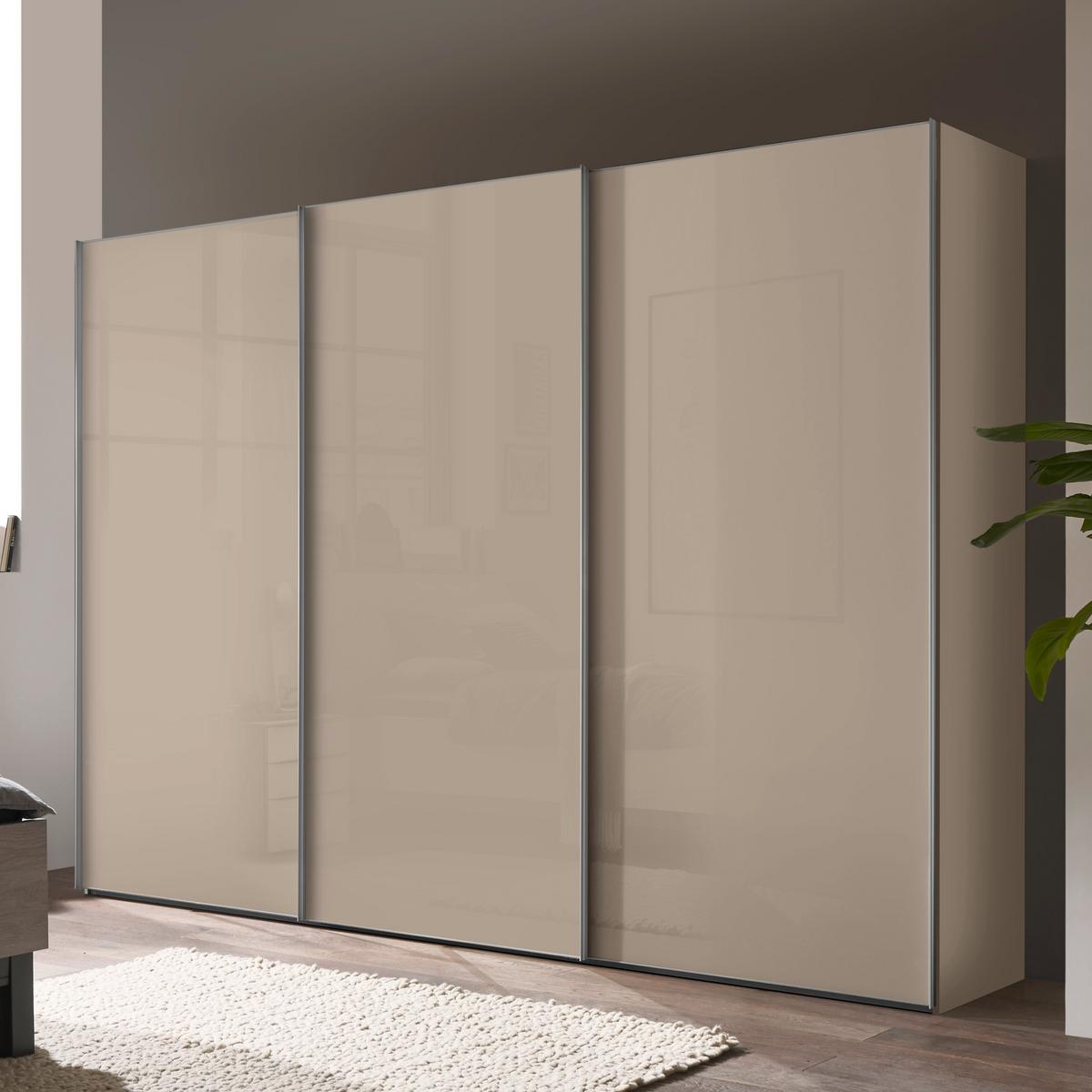 Schwebetürenschrank Lumos Sandfarben - Sandfarben/Alufarben, KONVENTIONELL, Glas/Holzwerkstoff (249/222/68cm) - Premium Living