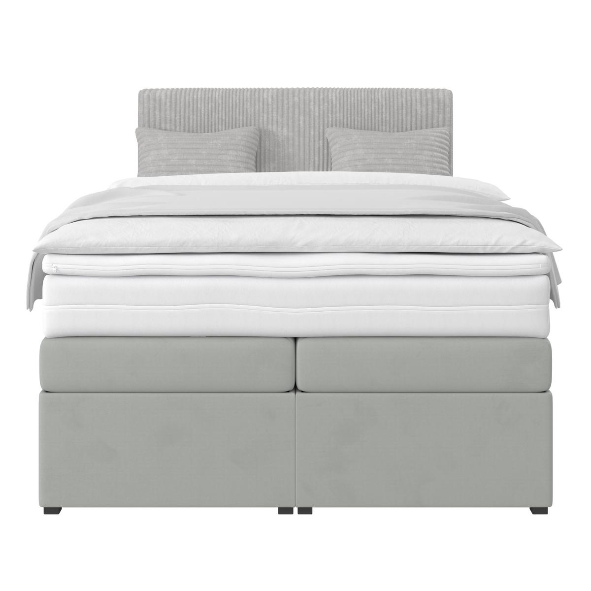 Boxspring Krevet Rossa - srebrne boje/crna, Moderno, drvni materijal/tekstil (140/200cm) - Modern Living