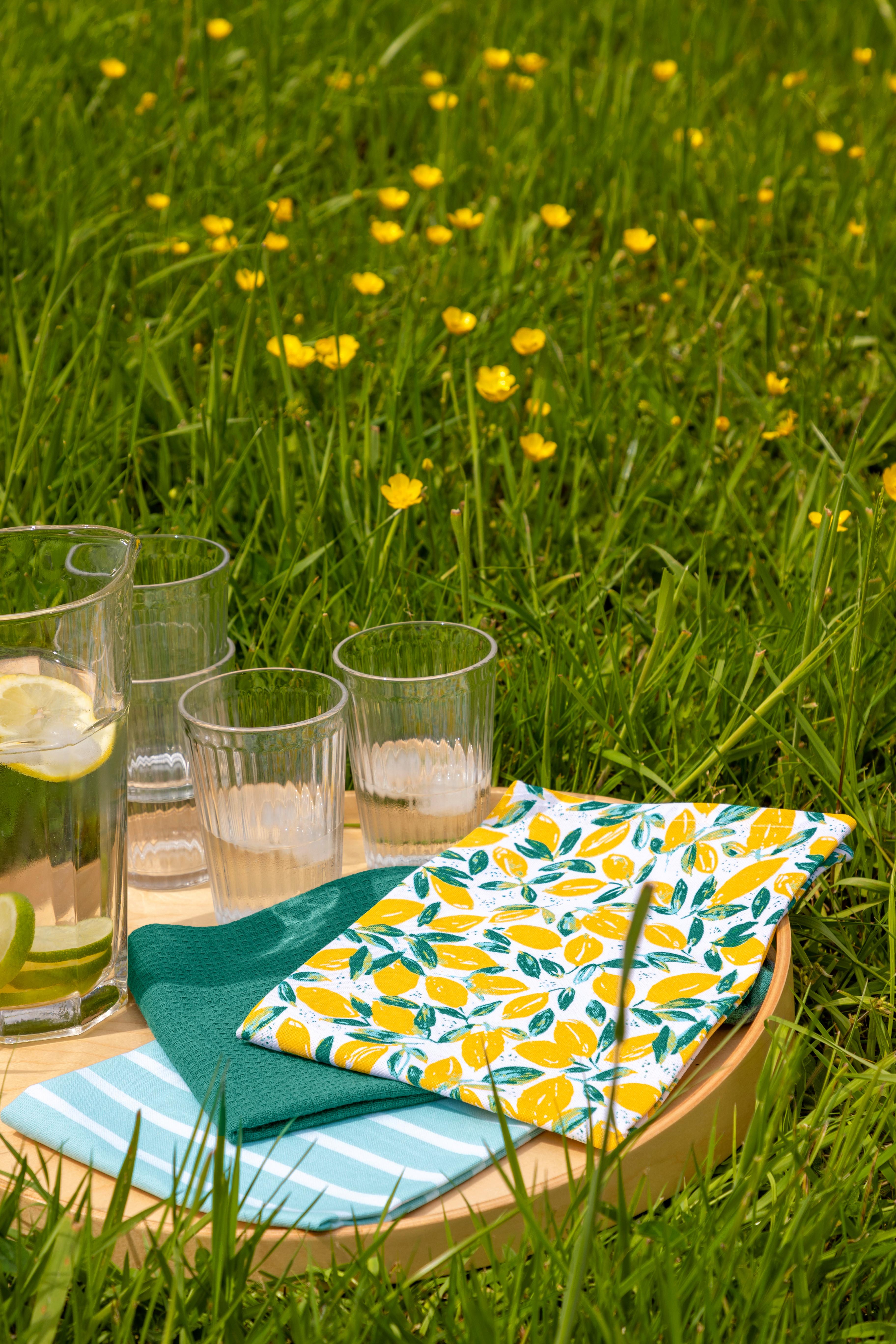Geschirtuch-Set Zitrone Gelb/Grün/Weiß - Gelb/Weiß, Textil (50/70cm)