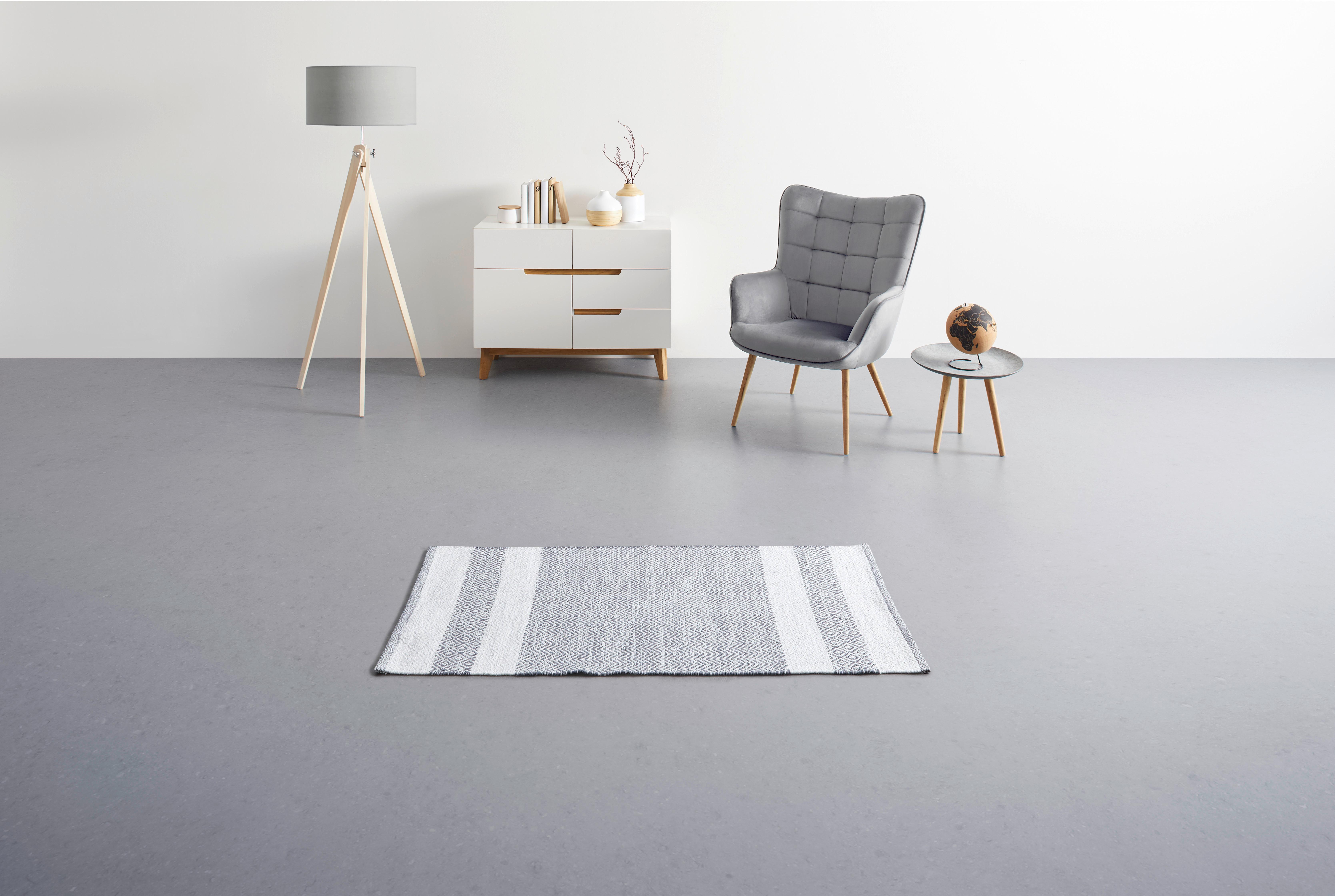 Handwebteppich Elisa in Dunkelgrau ca. 60x120cm - Hellgrau, MODERN, Textil (60/120cm) - Modern Living