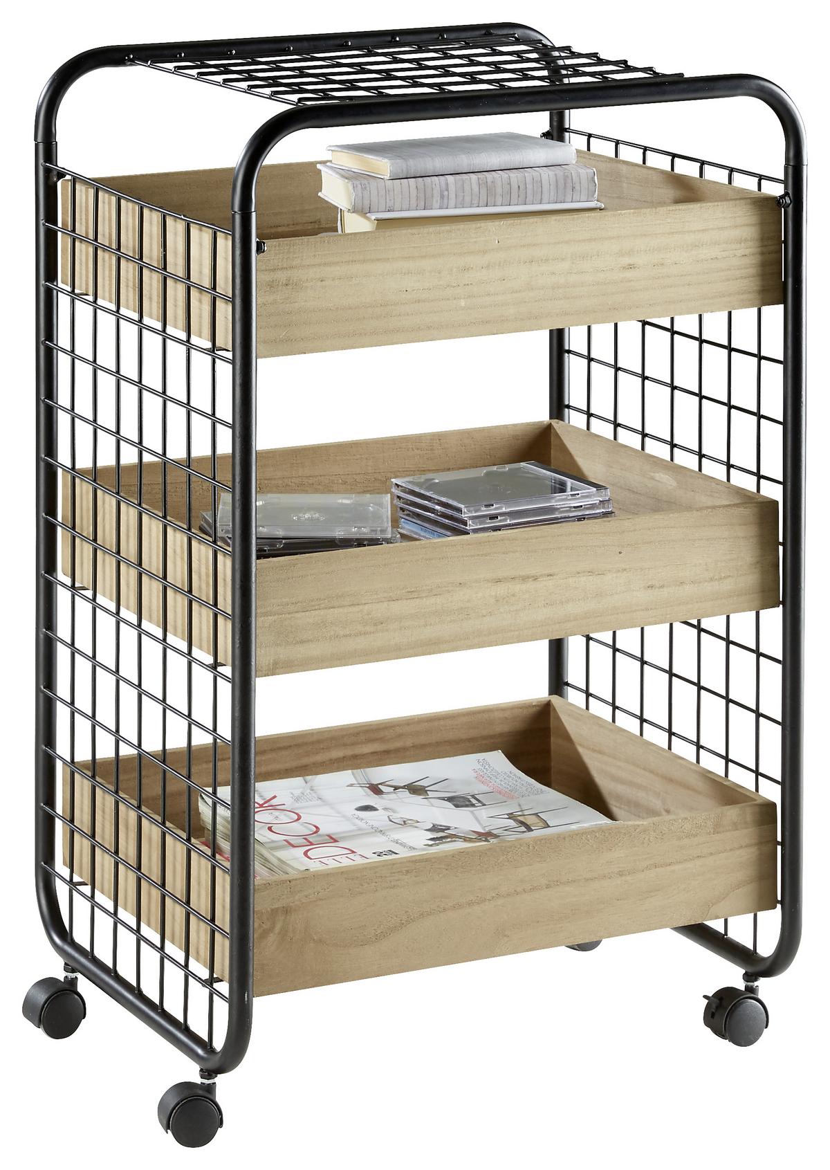 Rollcontainer Braun/Schwarz - Schwarz/Braun, Modern, Holz/Kunststoff (52/82/42cm) - Mömax