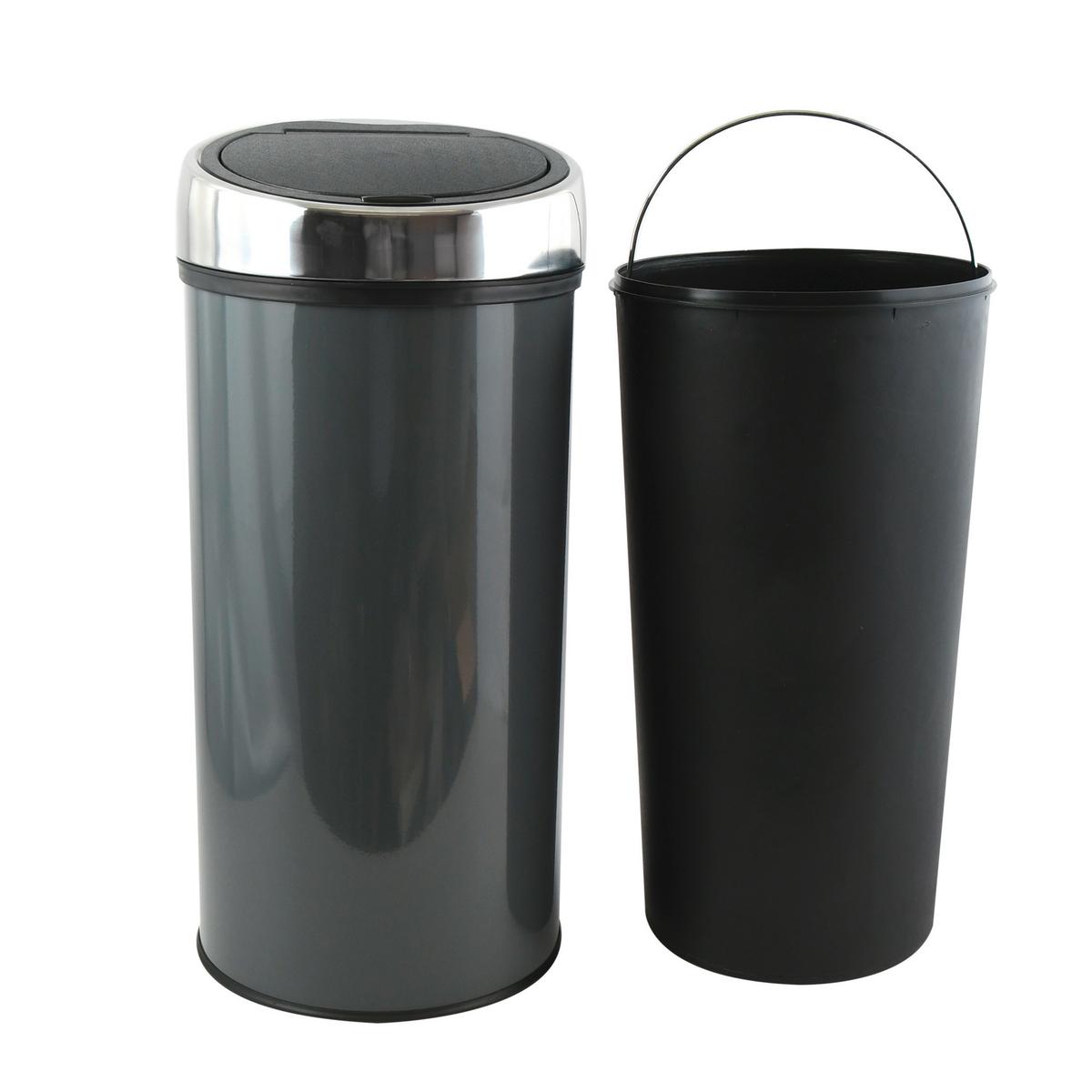 ABFALLEIMER 100932 - Dunkelgrau/Schwarz, Basics, Kunststoff/Metall (35/66/35cm) - Spirella