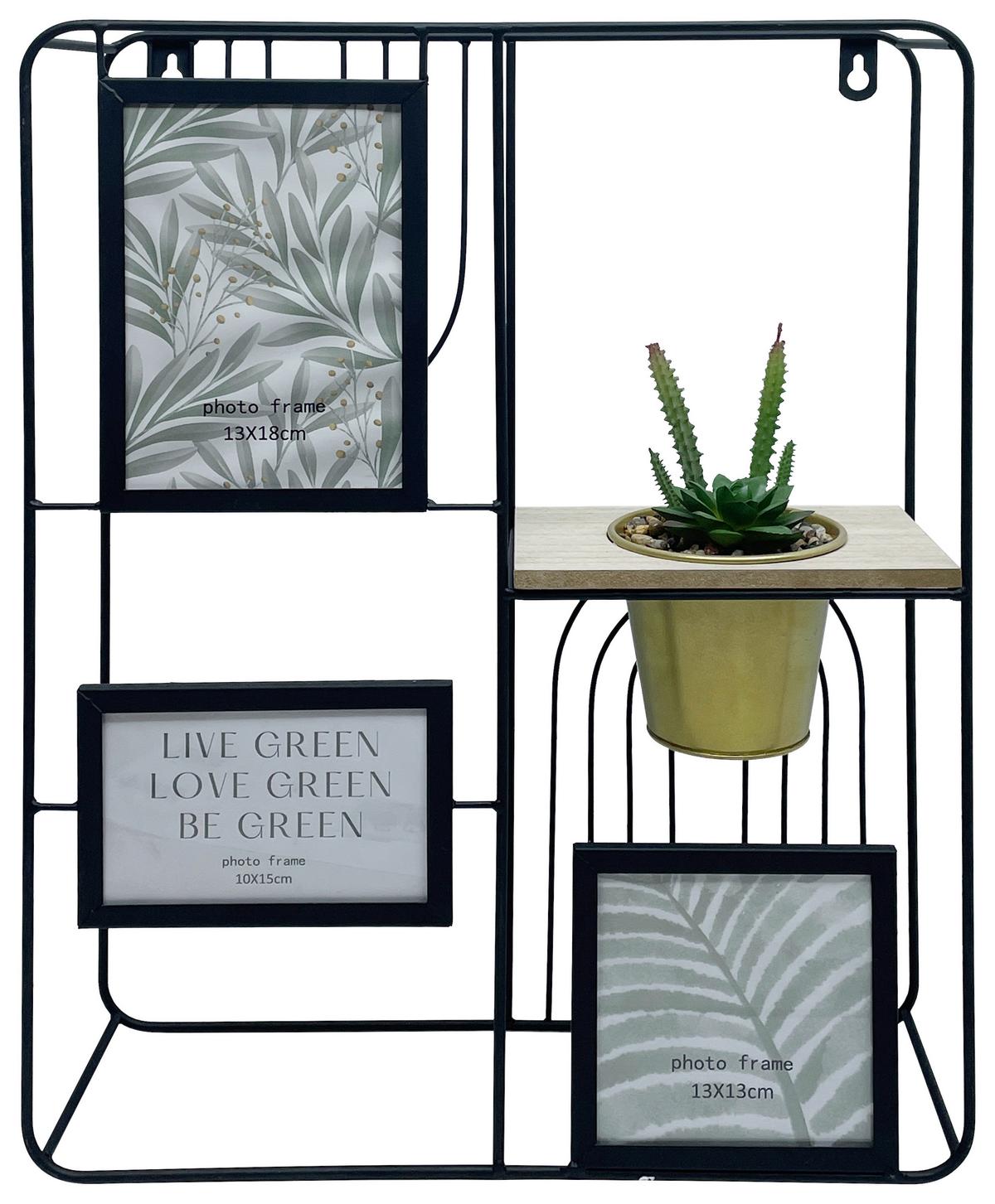 Bilderrahmen Leon Grün/Schwarz/Gold - Goldfarben/Schwarz, MODERN, Glas/Holz (38/48/12cm) - Mömax