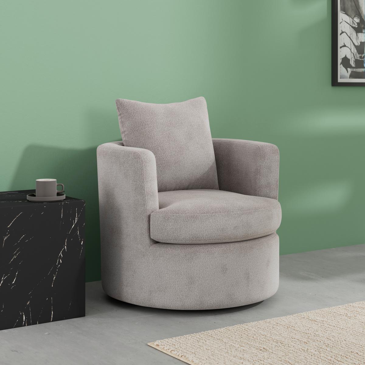 Sessel Marieta Chenille Greige - Greige/Beige, MODERN, Holz/Textil (76/84/78cm)