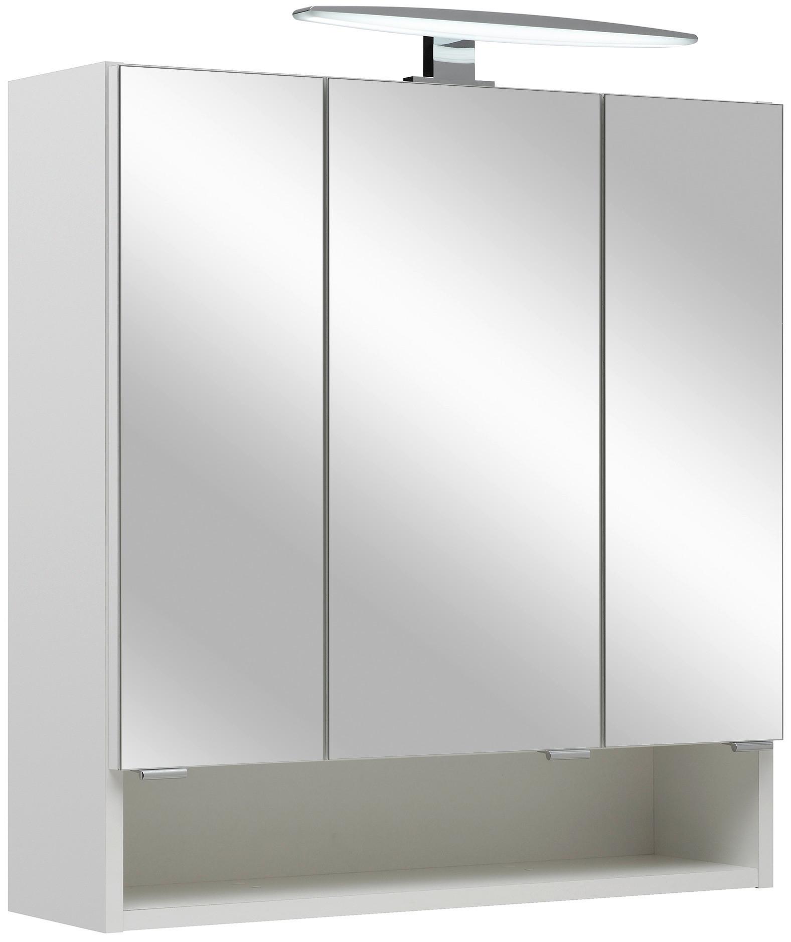 SZAFKA Z LUSTREM LINA I - biały/kolor chromowy, Basics, materiał drewnopochodny/szkło (65/70/18cm) - Xora