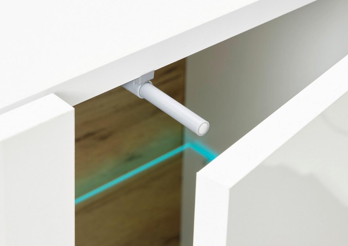 Wohnwand Clair Weiß/Eichefarben - Eichefarben/Weiß, Design, Glas/Holzwerkstoff (290/194/40cm) - MID.YOU