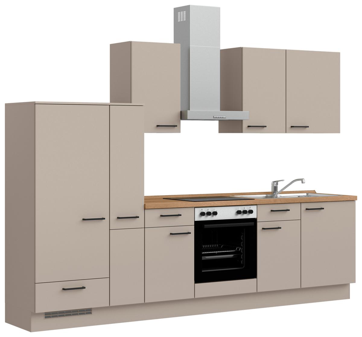 Küchenleerblock Easytouch Low o. Geräte Sandfarben - Sandfarben/Eichefarben, MODERN, Holzwerkstoff/Metall (300cm) - Nobilia