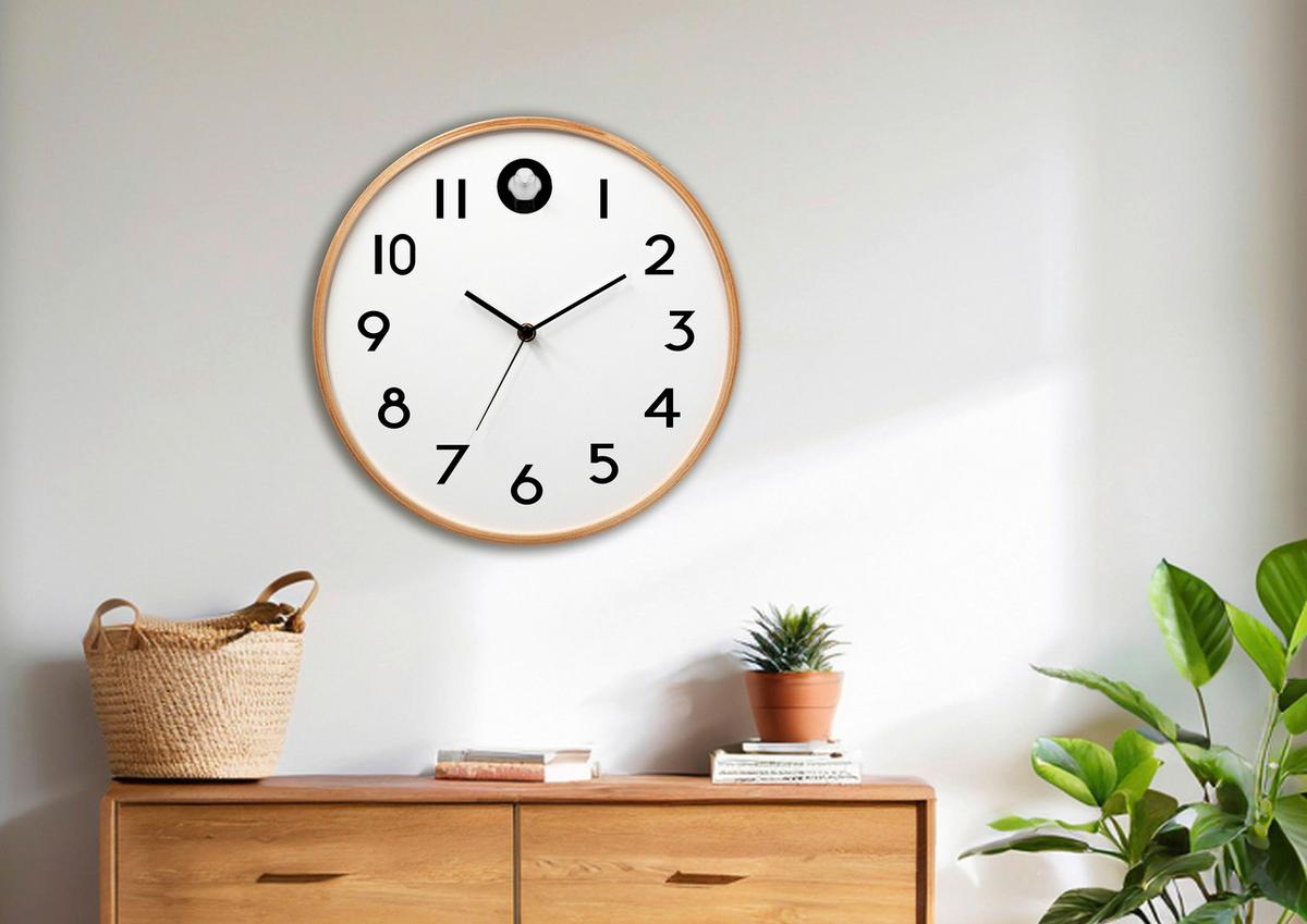 Wanduhr Kukuk Natur/Weiß - Naturfarben/Weiß, MODERN, Holz/Holzwerkstoff (31,5cm) - Mömax