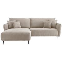 Wohnlandschaft Vanilla Beige Cord - Beige/Schwarz, Design, Textil/Metall (178/264-302cm) - Livetastic