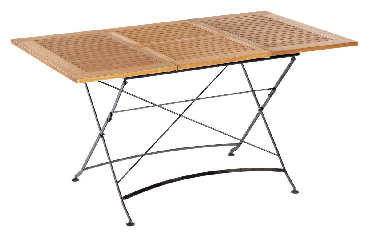 Vrtna Miza Schlossgarten, 100-150x90, Masivno - črna/naravne barve, Romantika, kovina/les (100-150/90/74cm) - Gardenson