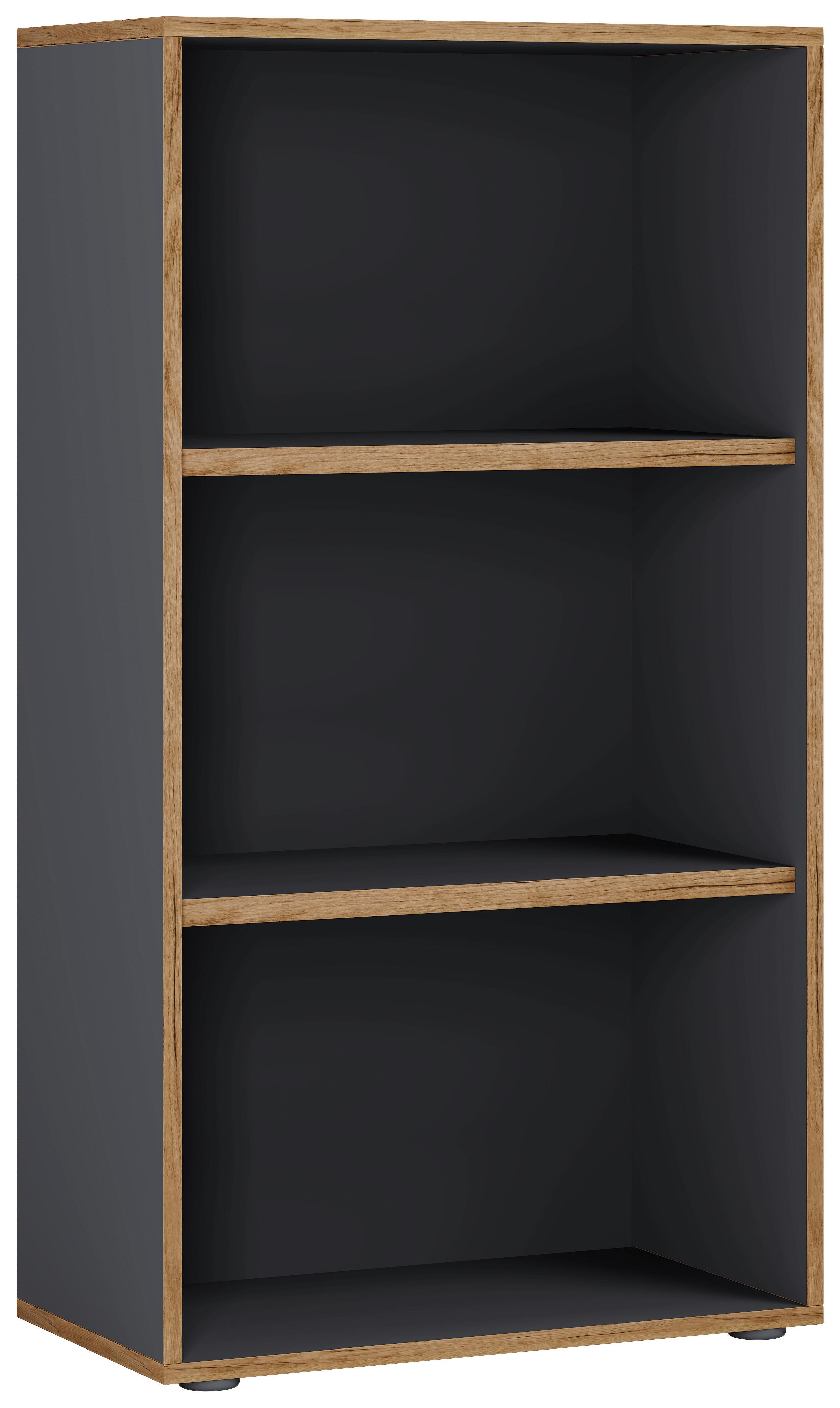 Pisarniški Regal Salia B60, Antracit, Barva Hrasta - črna/medeni hrast, Design, umetna masa/leseni material (60/110/33cm) - MID.YOU